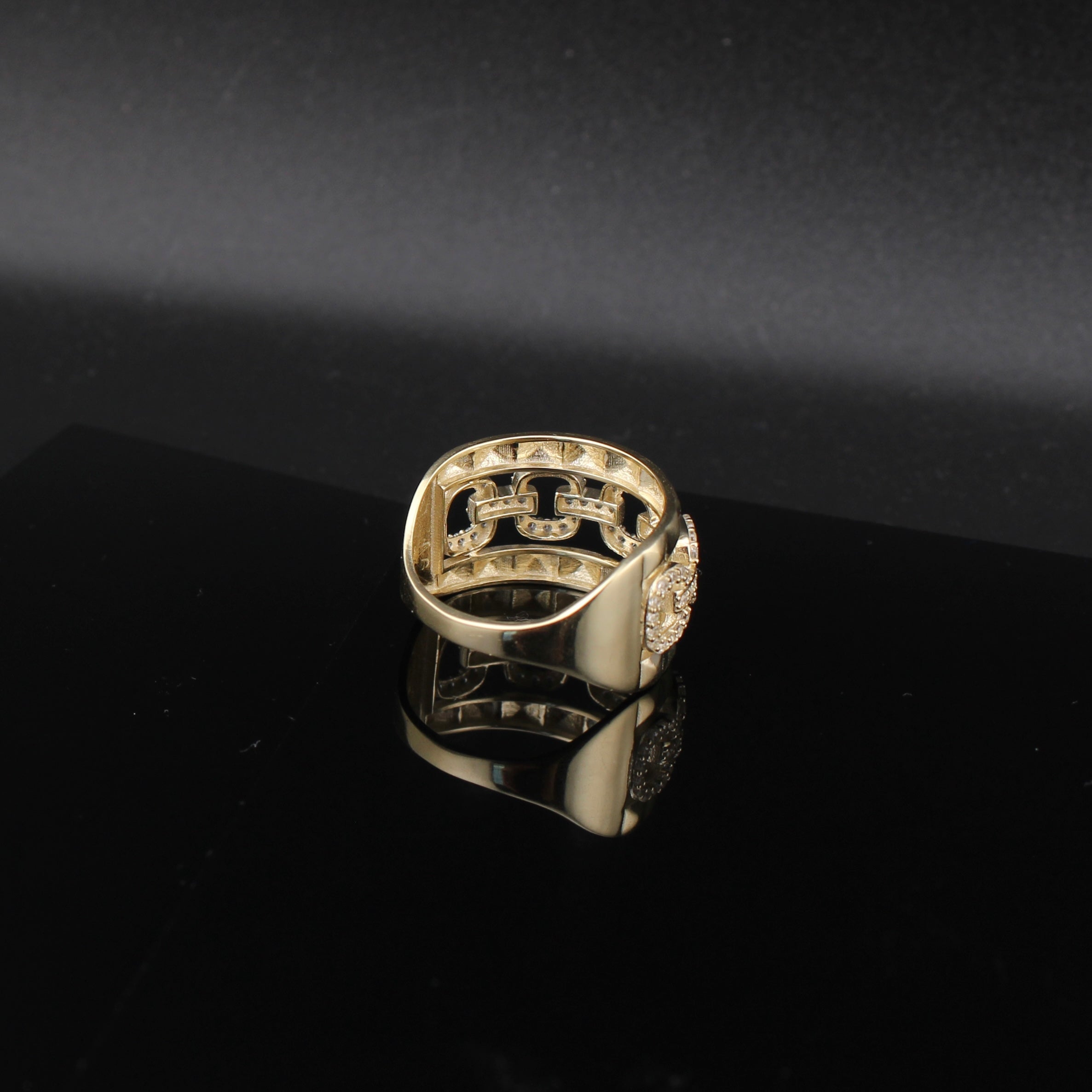 10K Gold Chain CZ Design Ring