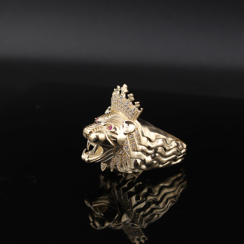 10K Gold Roaring Lion Ring