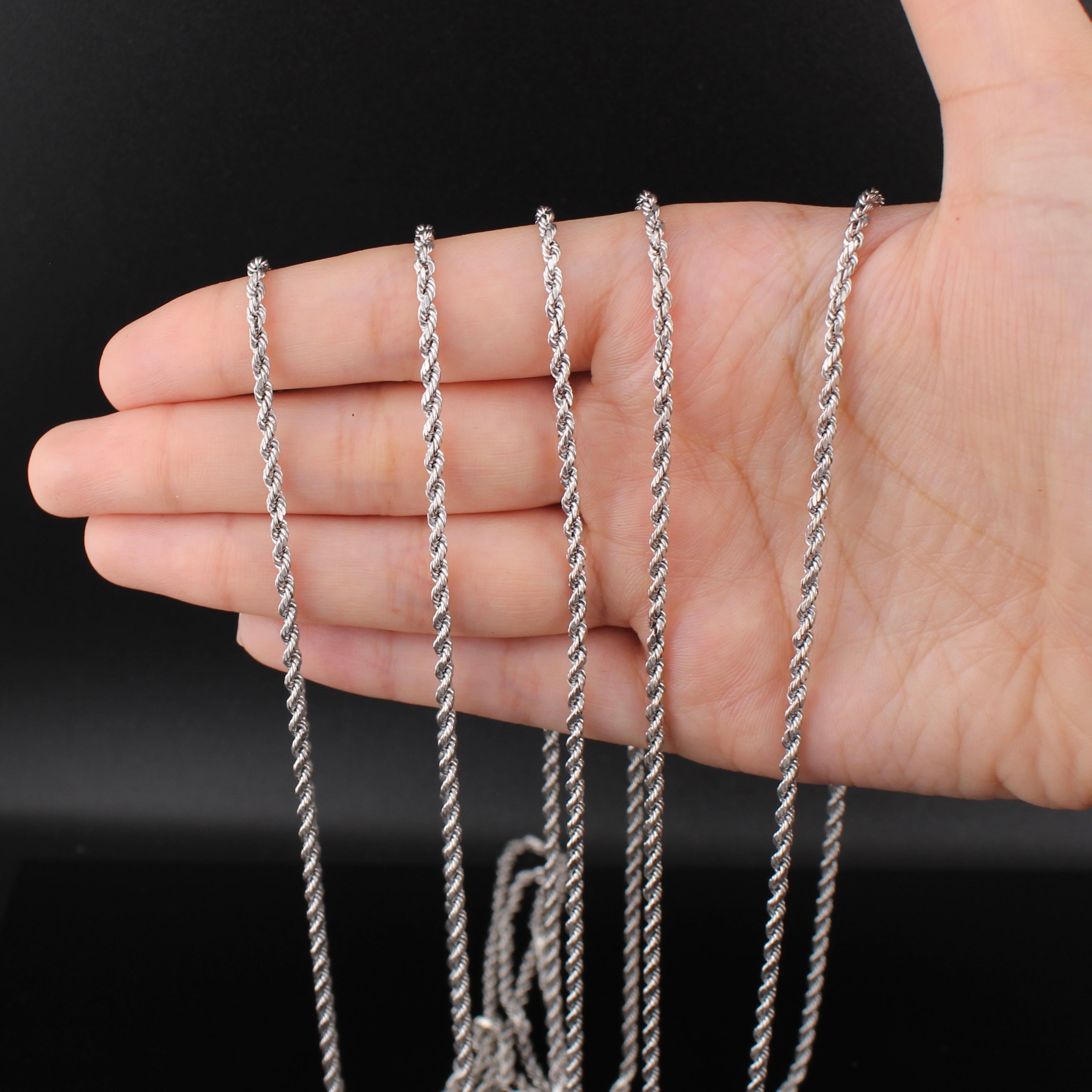 10K White Gold Rope Chain 16in - 24in