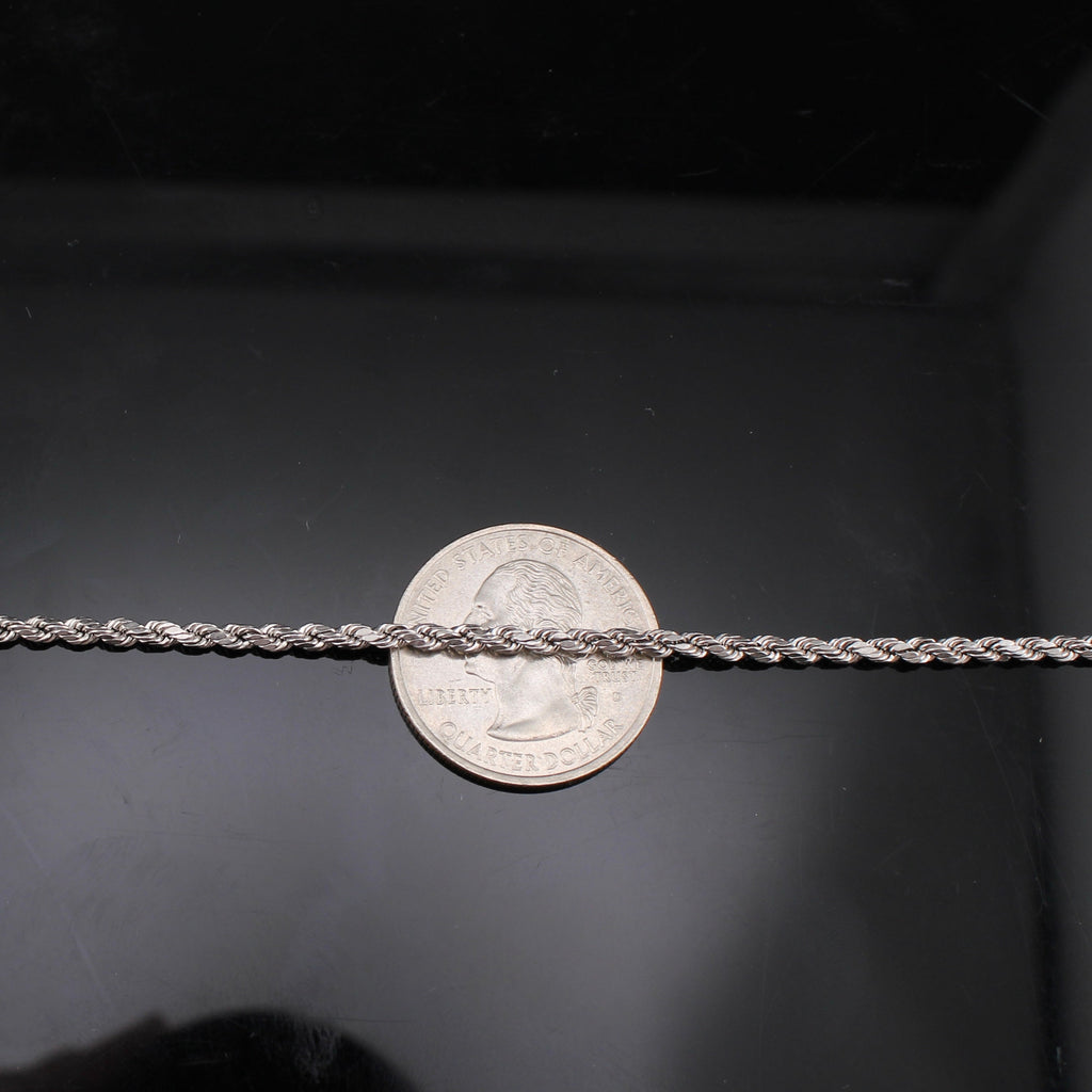 10K White Gold Rope Chain 16in - 24in