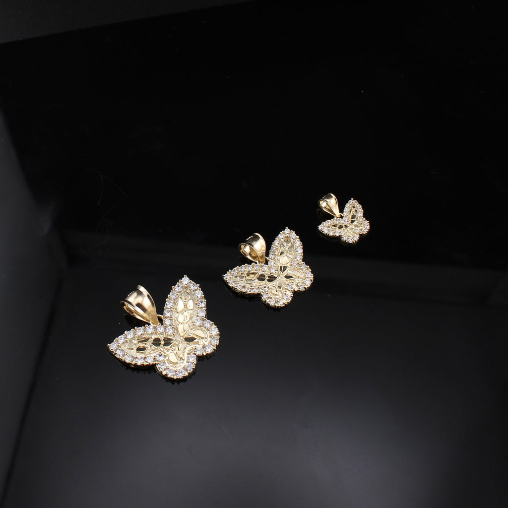 10K Real Gold Nugget Butterfly Pendants