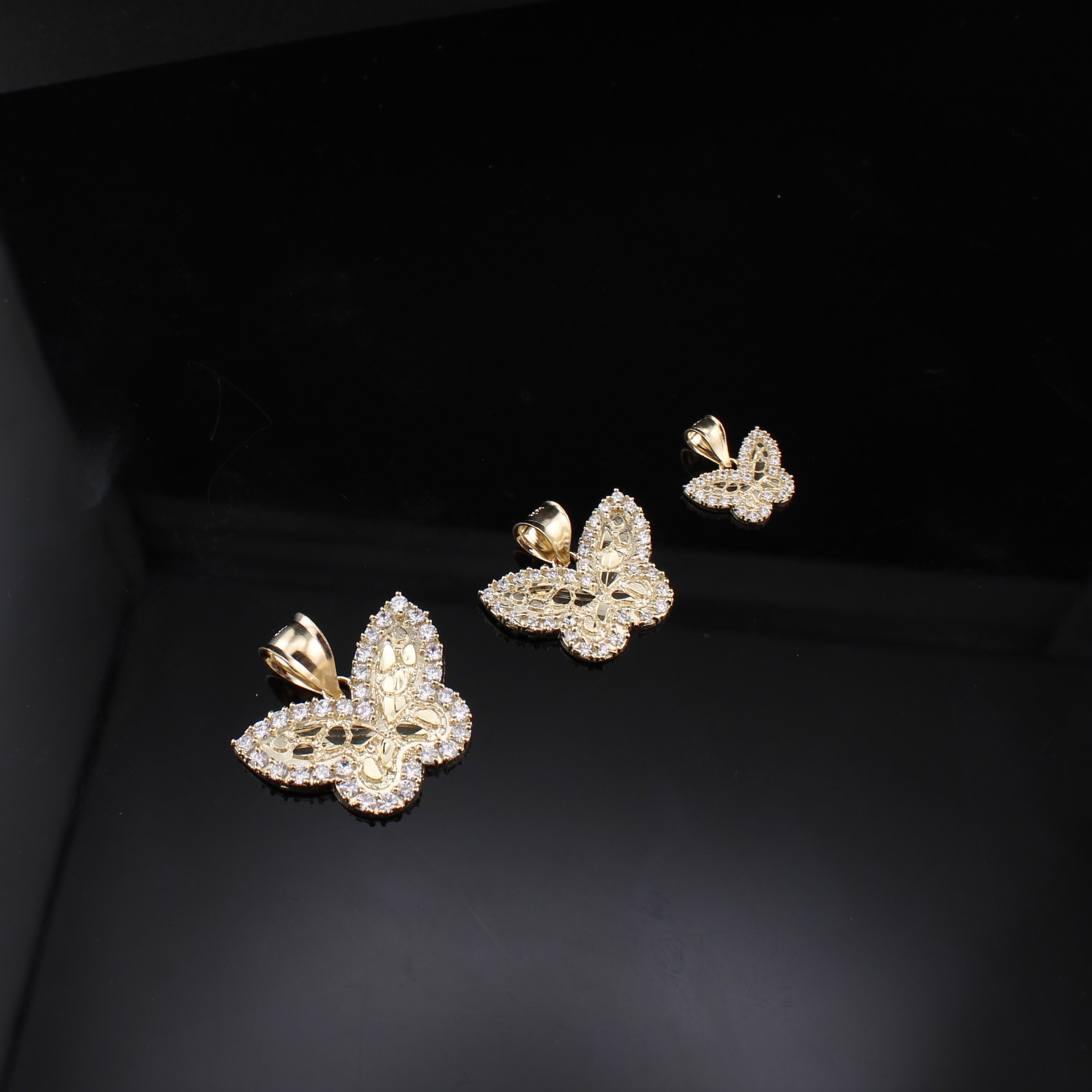 10K Real Gold Nugget Butterfly Pendants
