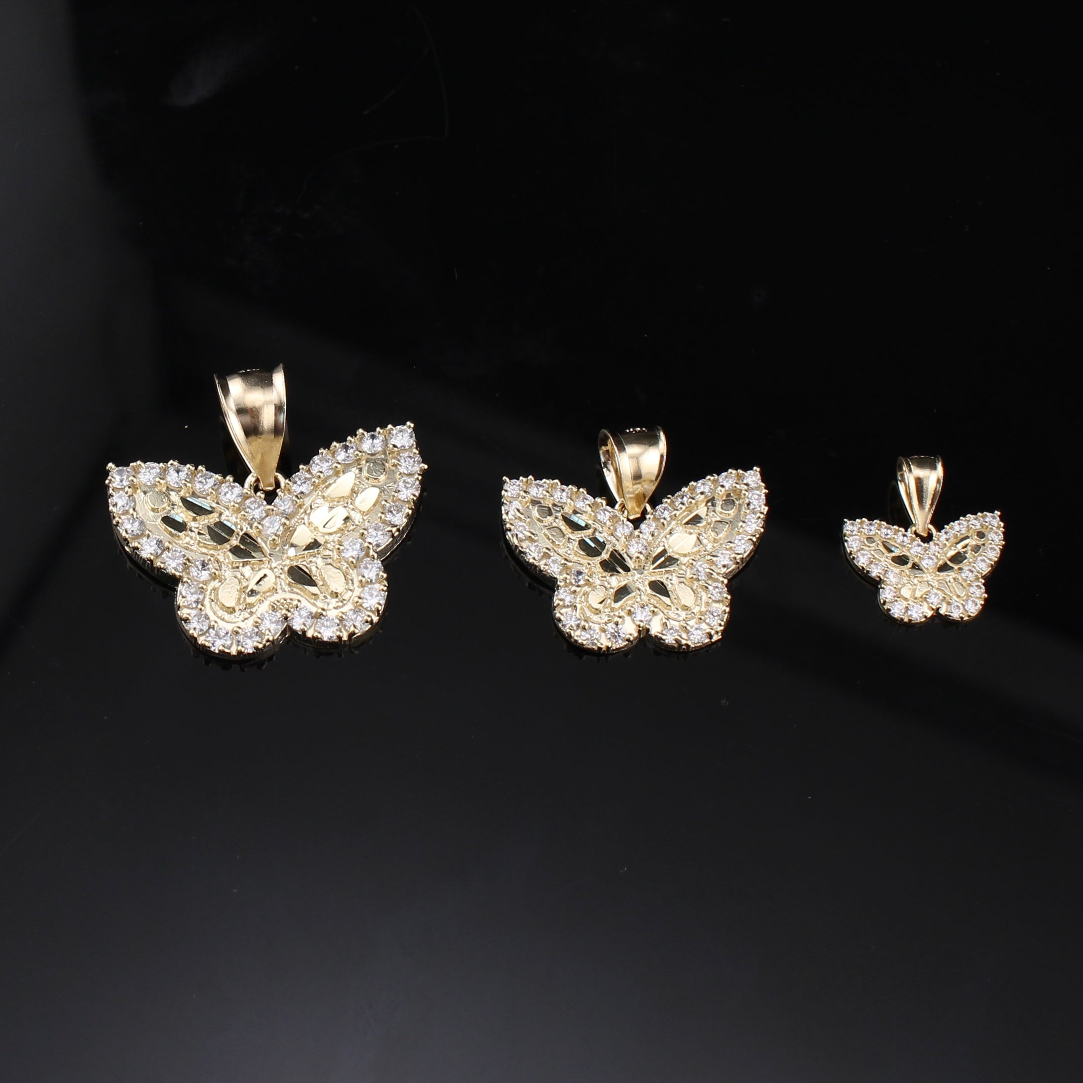 10K Real Gold Nugget Butterfly Pendants