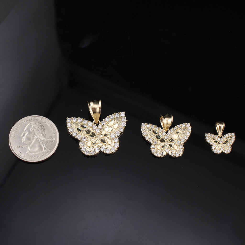 10K Real Gold Nugget Butterfly Pendants