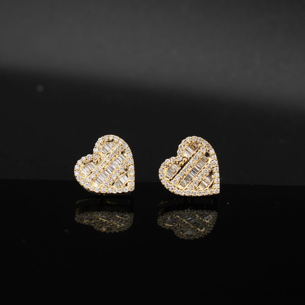 10K Diamond Heart Earrings Studs