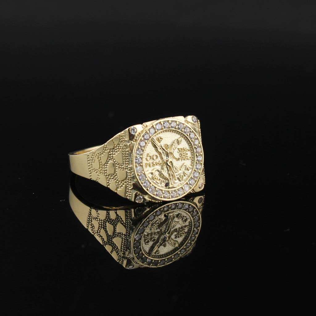 10K Gold Round Centenario 50 Pesos Ring