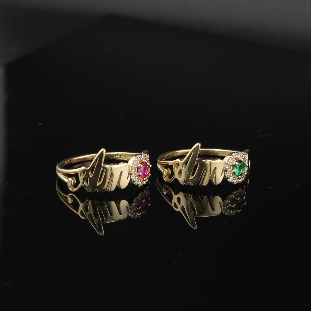 14K Gold Amor Ring Stones