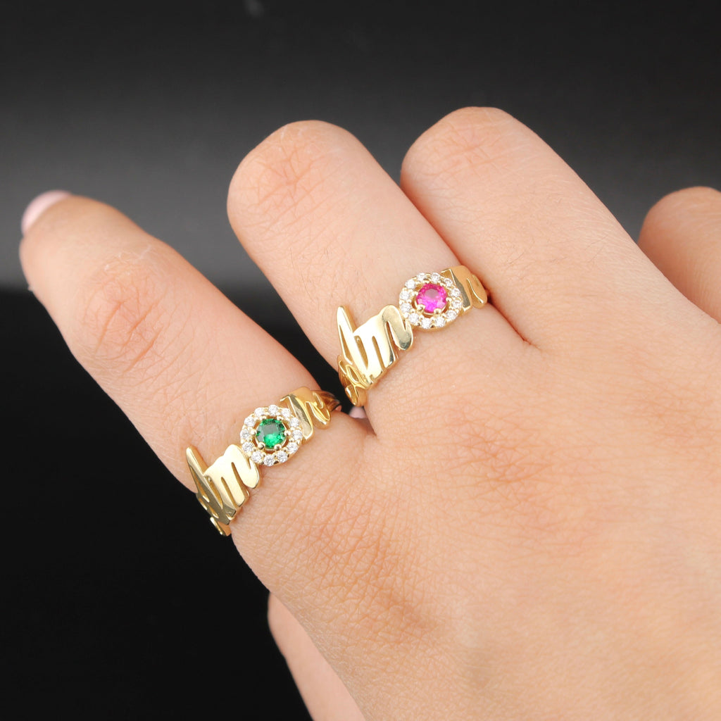 14K Gold Amor Ring Stones