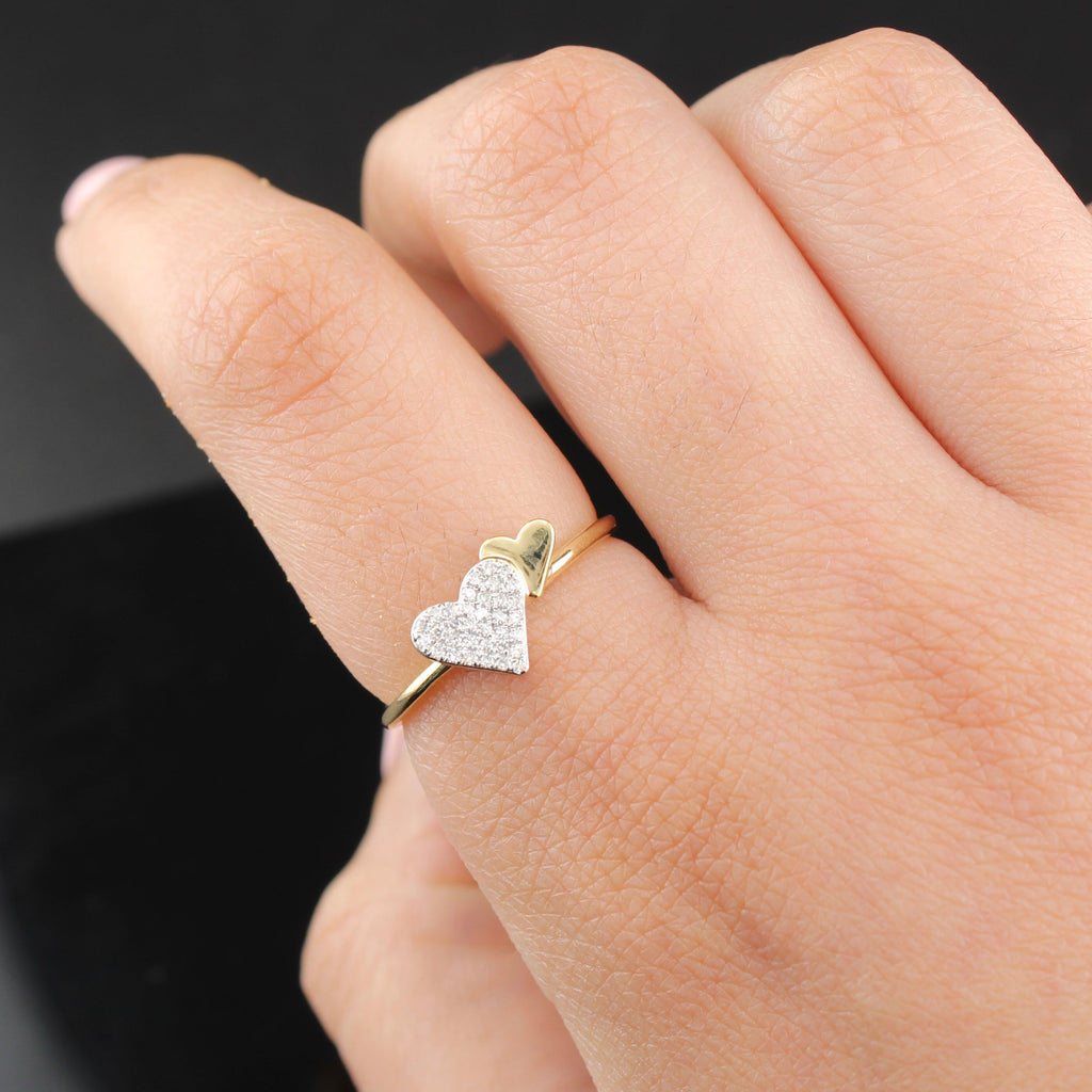 14K Diamond Heart Ring