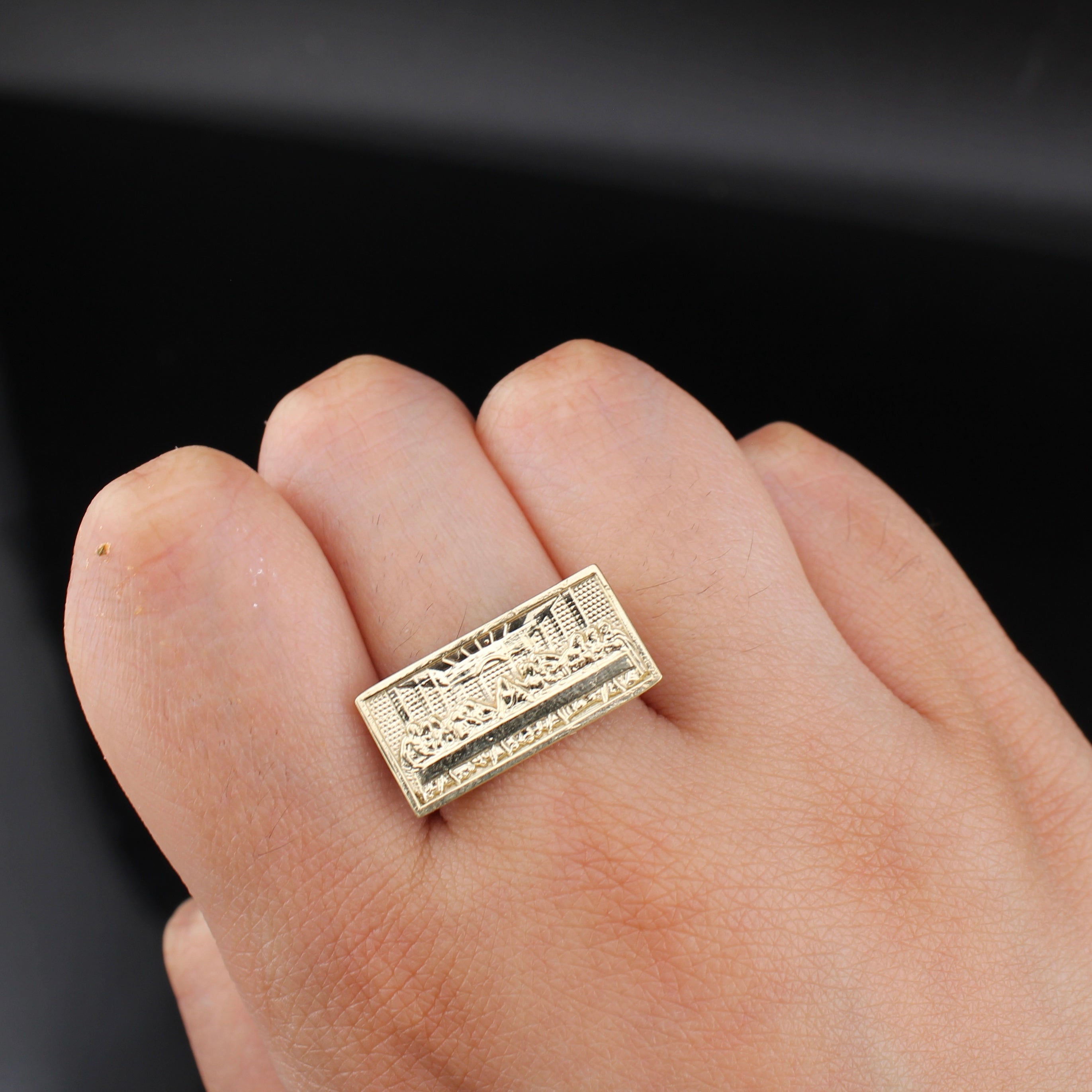 10K Gold Last Supper Ring - Rectangle Last Supper Ring