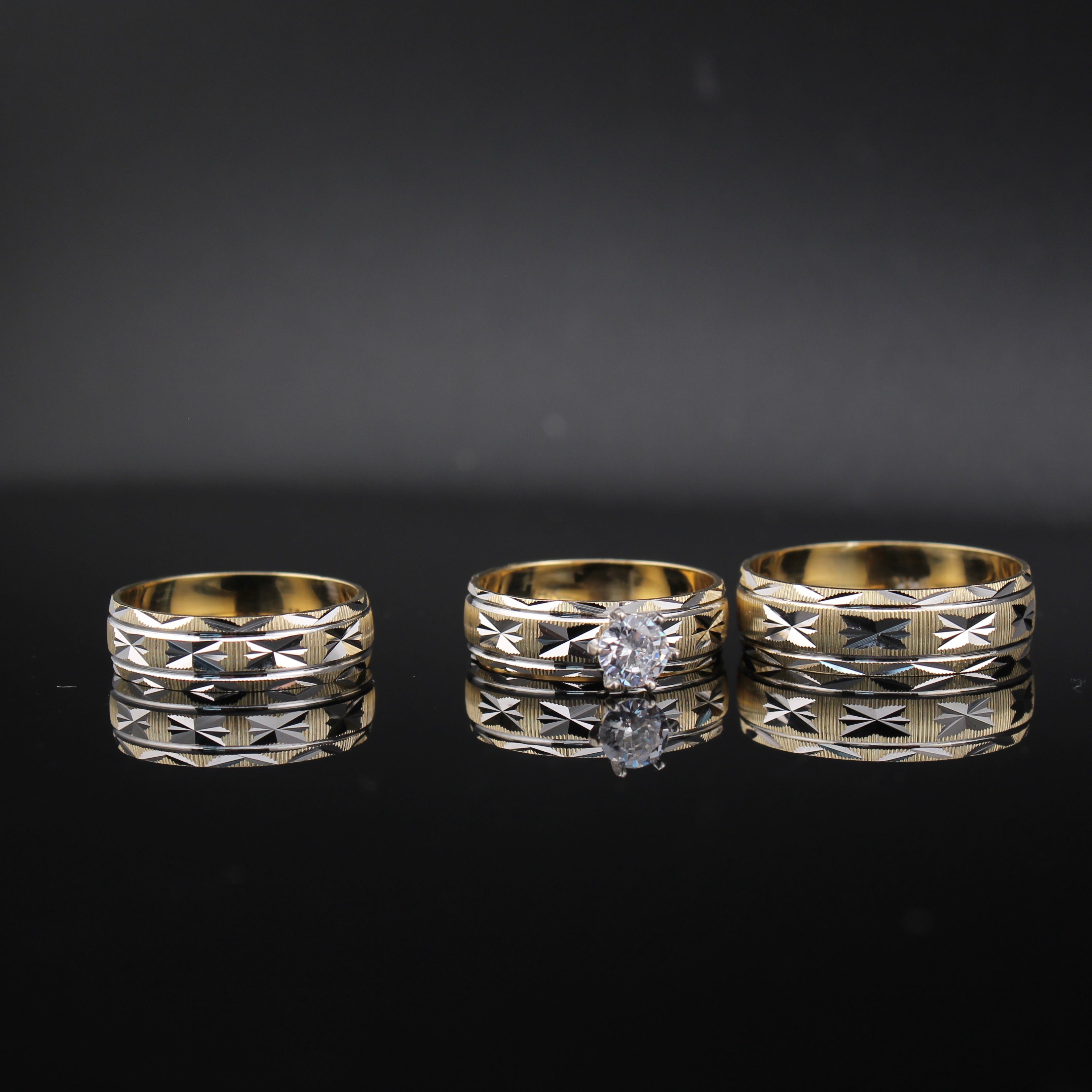14K Gold Couples Wedding Rings Set