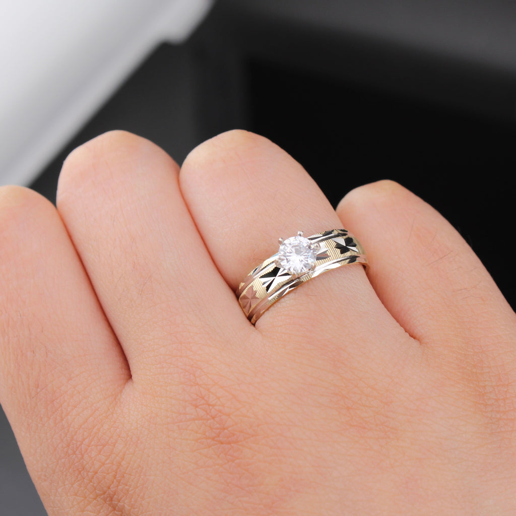 14K Gold Couples Wedding Rings Set