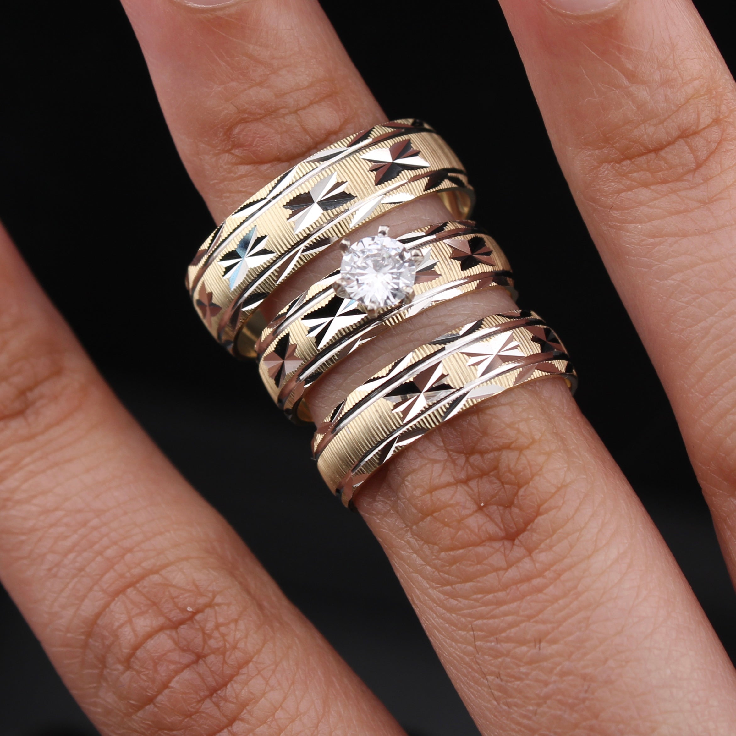 14K Gold Couples Wedding Rings Set