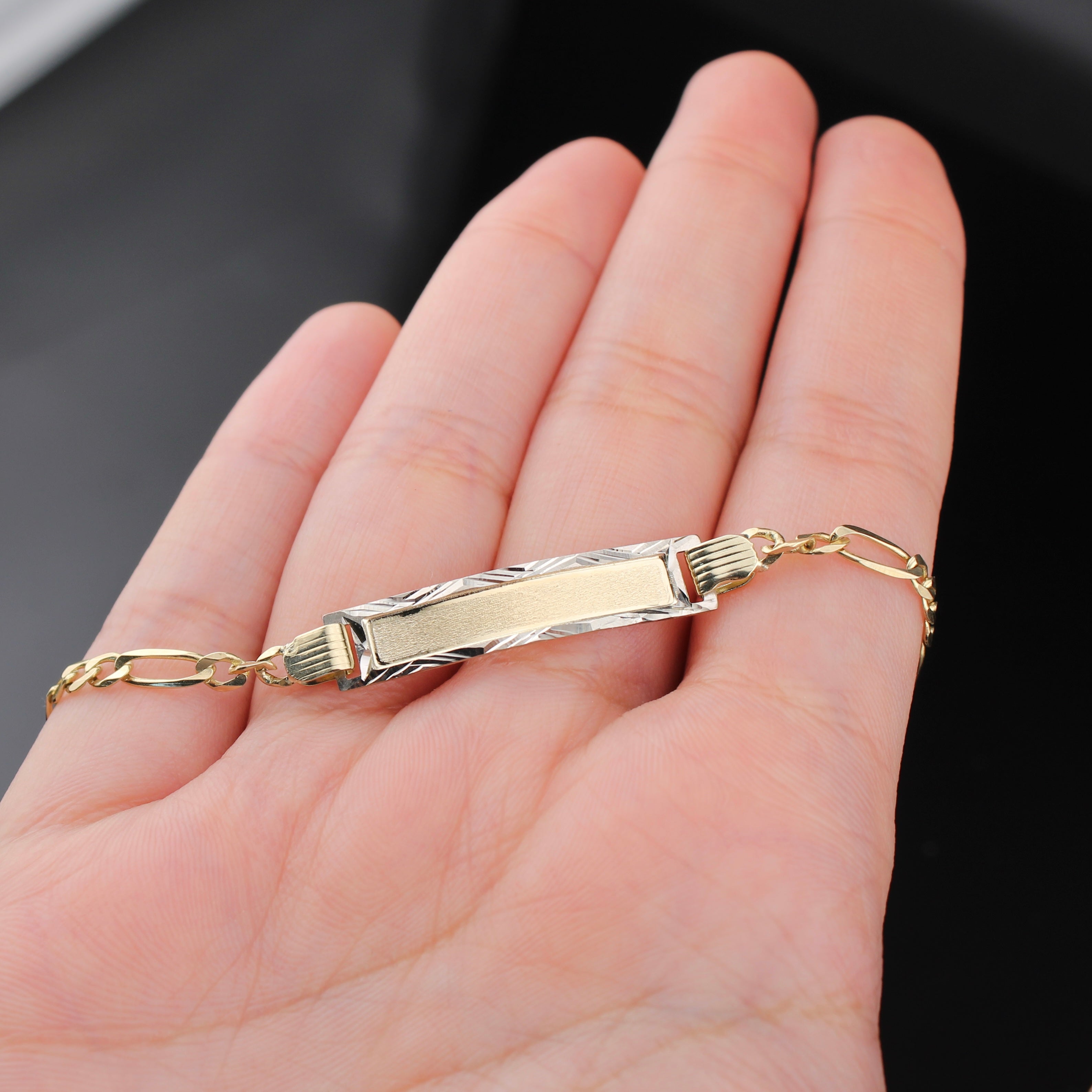 10k Gold Figaro ID Ladies/Baby Bracelet 6in