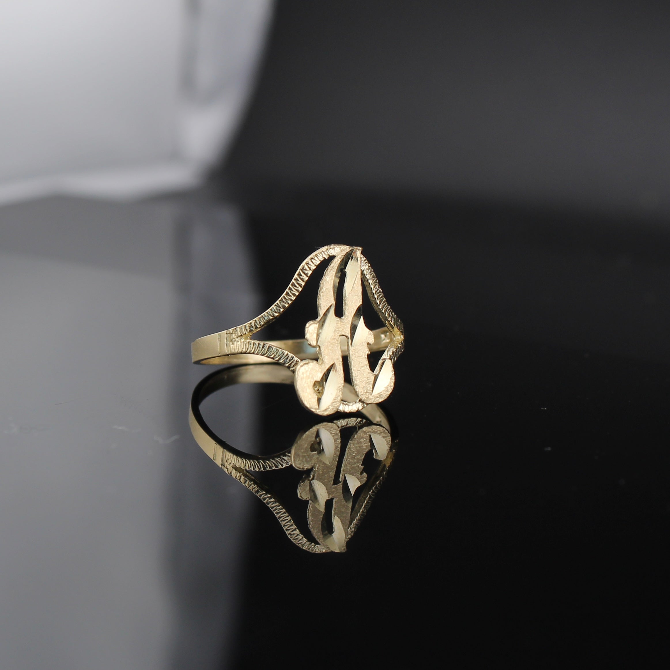10K Real Gold Initial A Ring