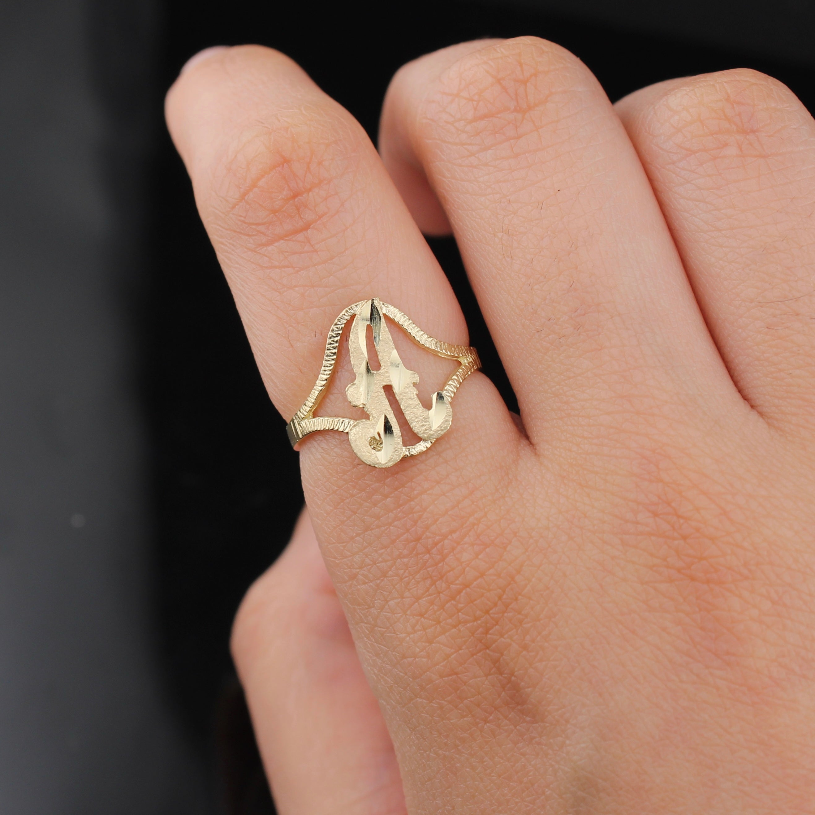 10K Real Gold Initial A Ring