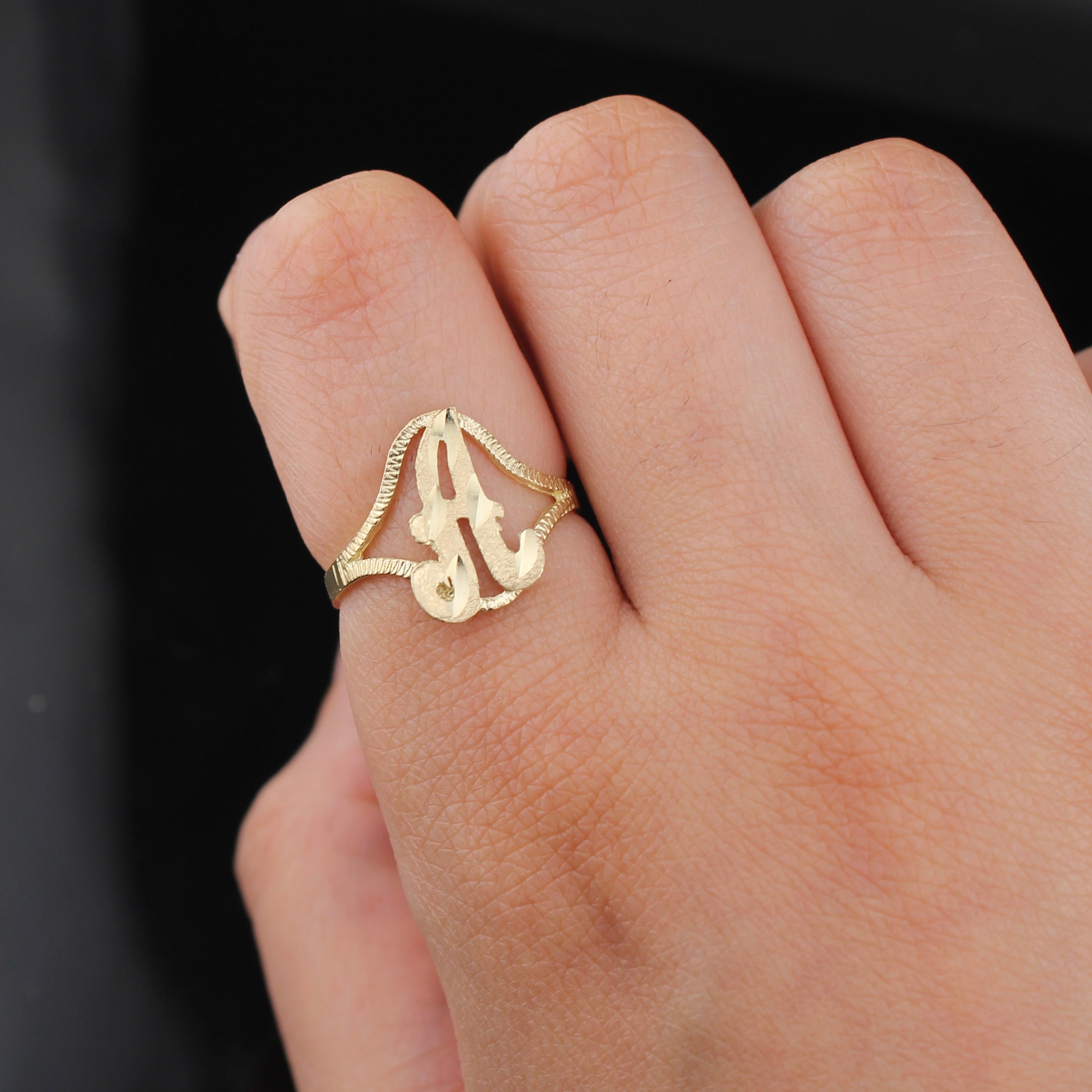 10K Real Gold Initial A Ring