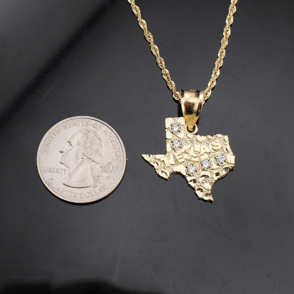 10K Real Gold Nugget Texas Necklace