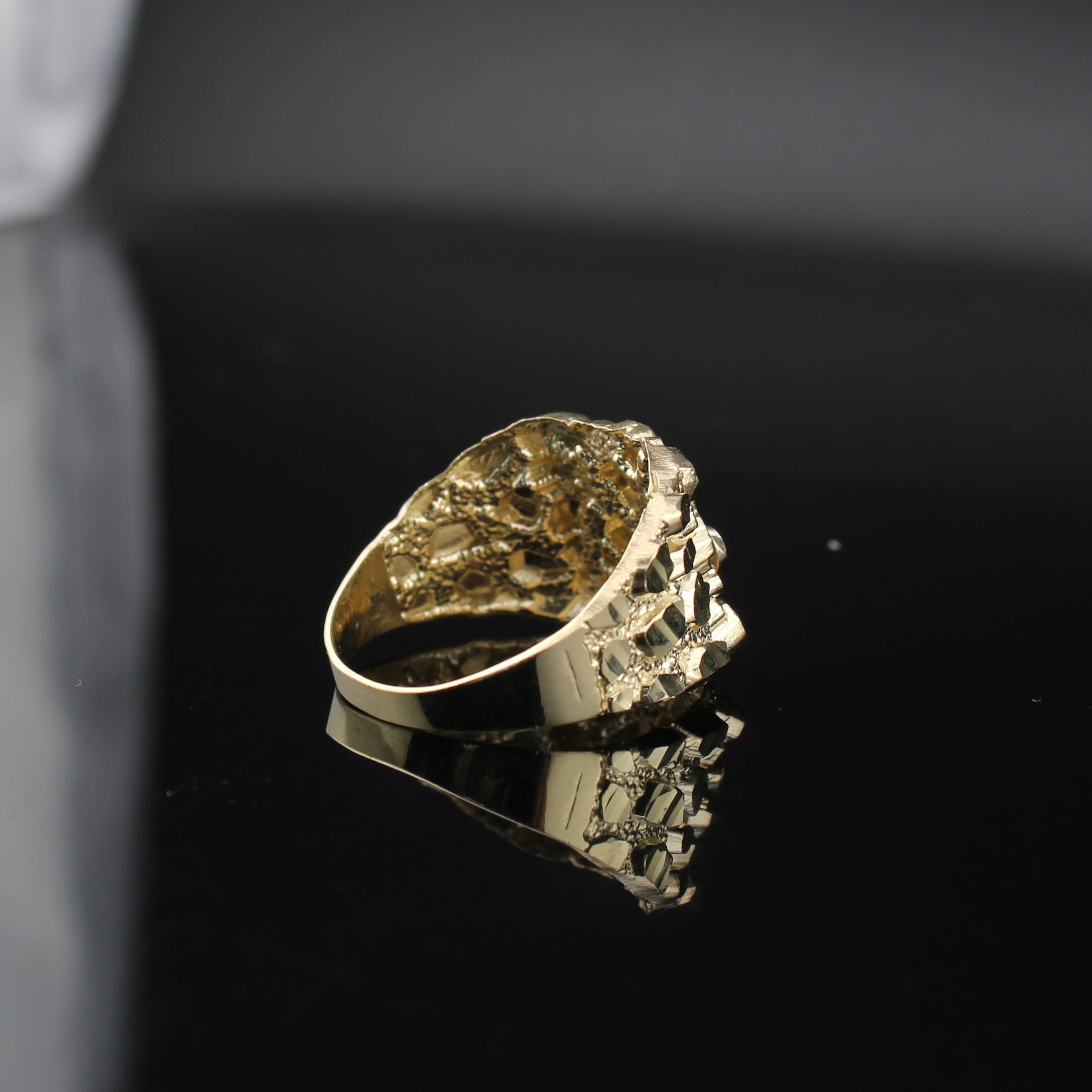 10K Gold Nugget Letter J Ring