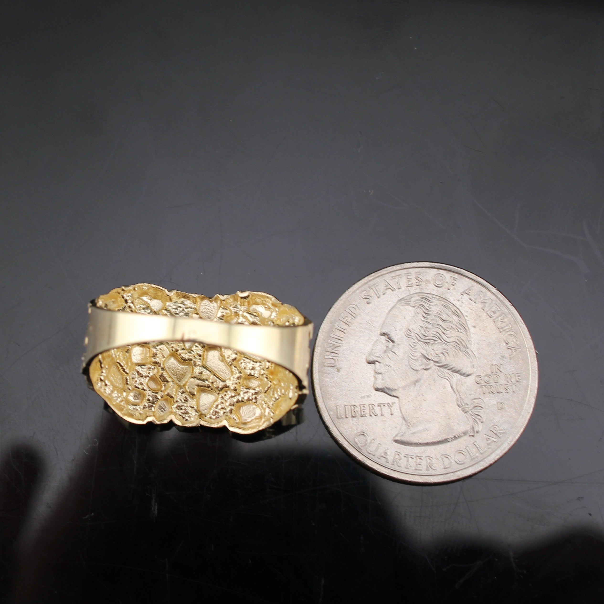 10K Gold Nugget Letter J Ring