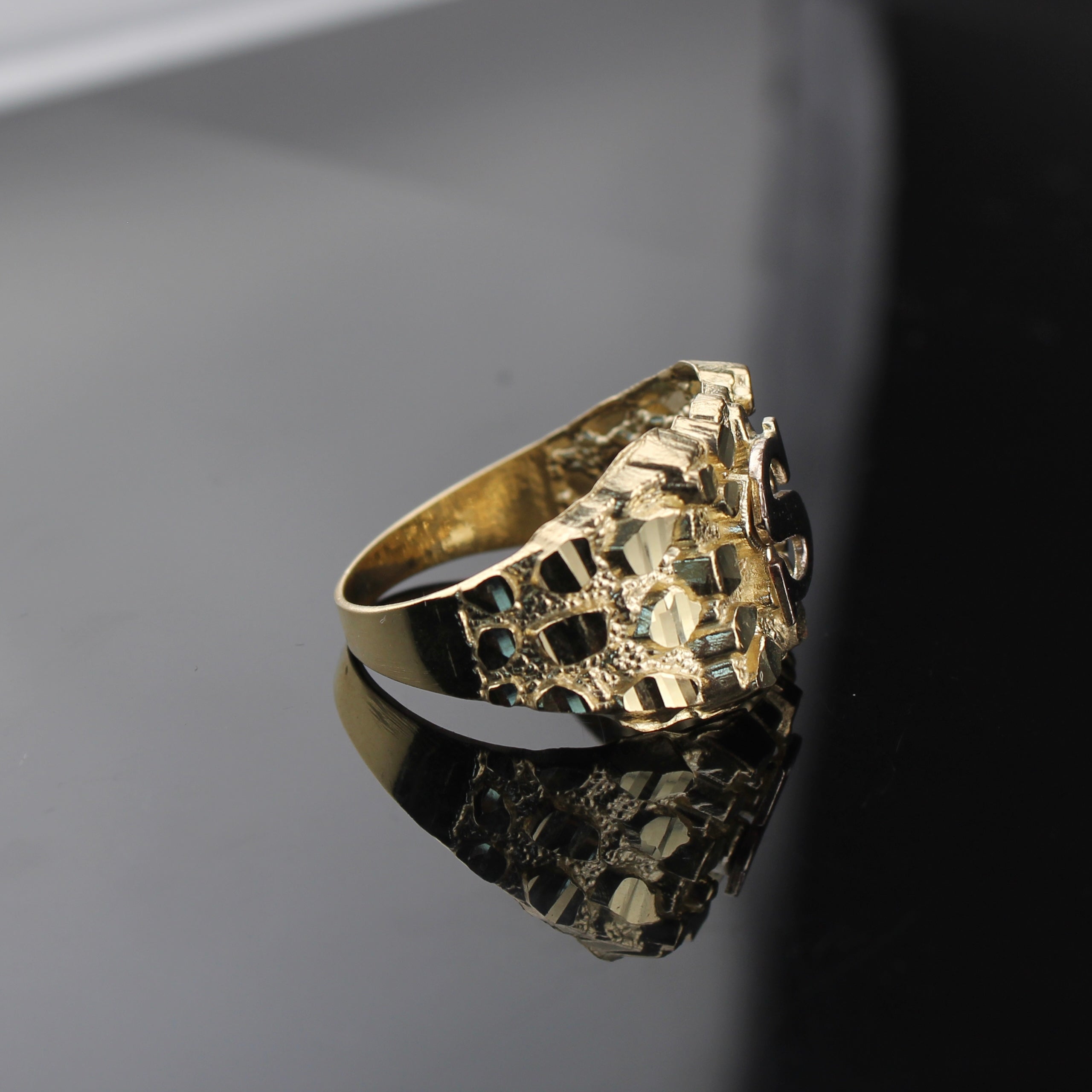 10K Gold Nugget Letter S Ring