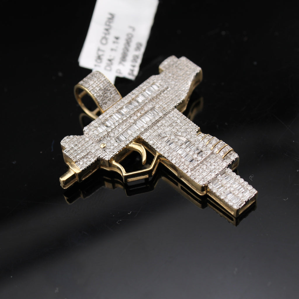10K Diamond Uzi Pendant