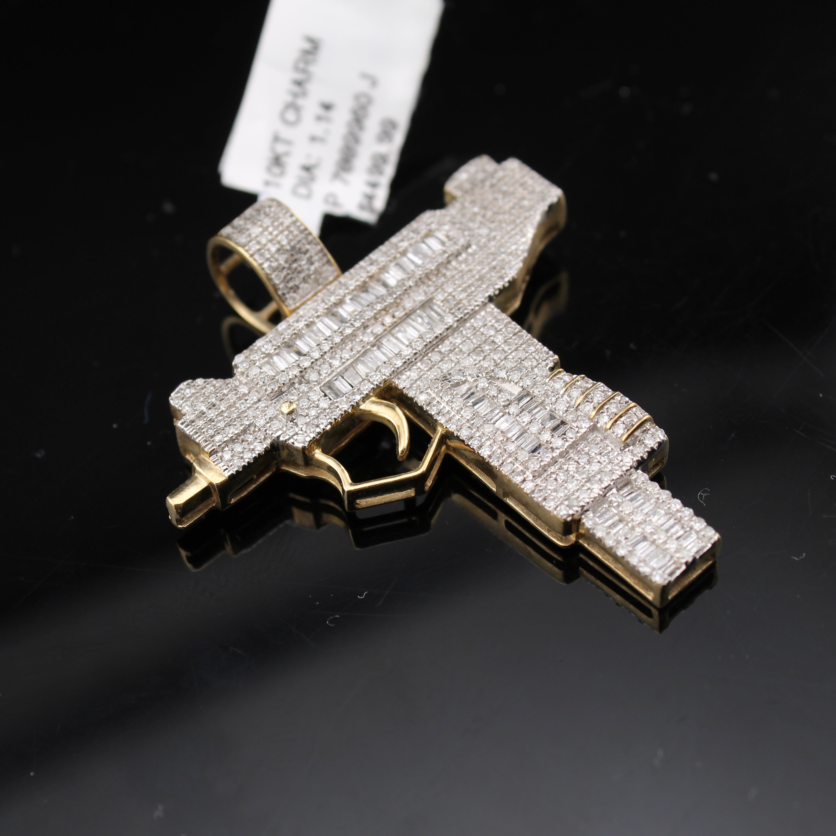10K Diamond Uzi Pendant
