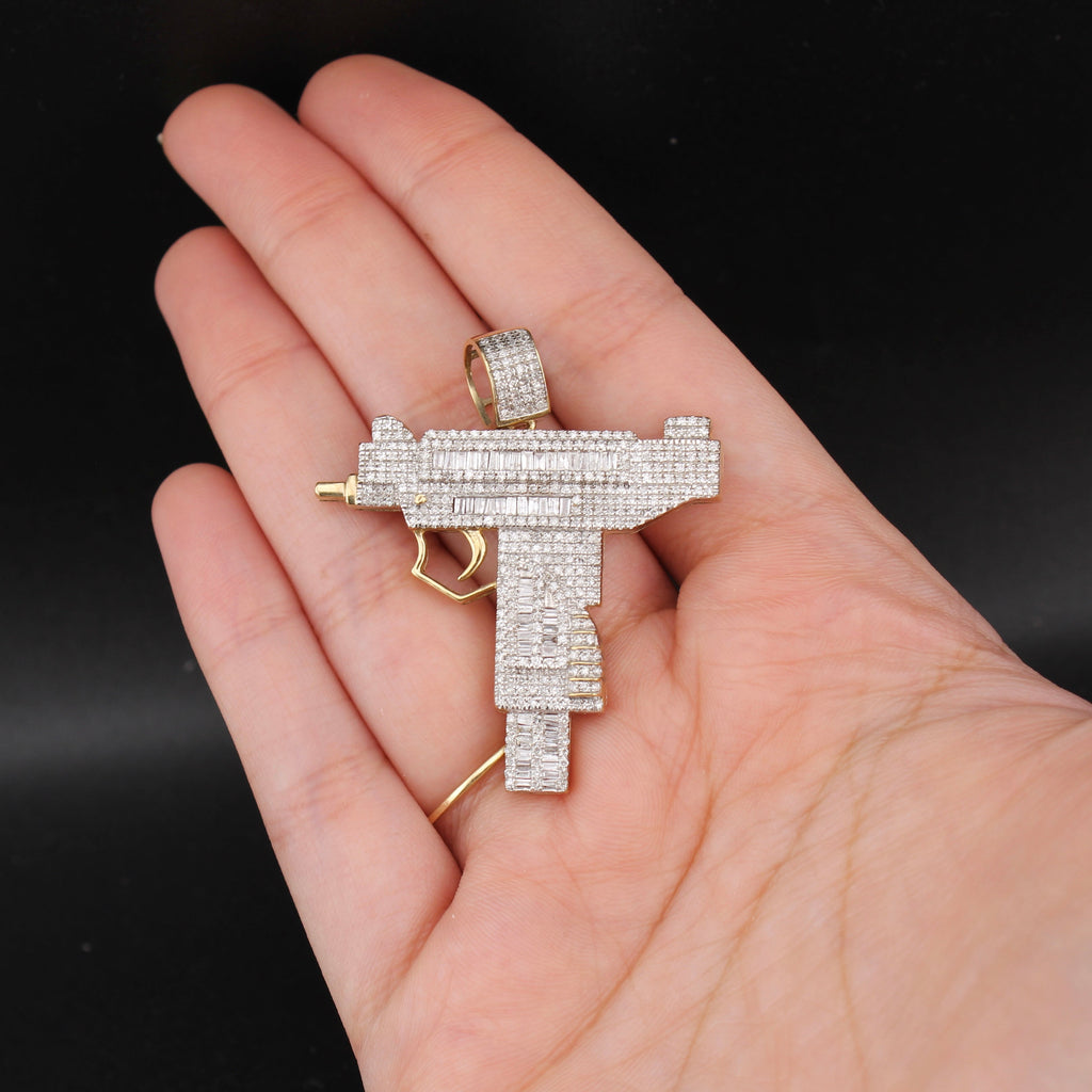 10K Diamond Uzi Pendant