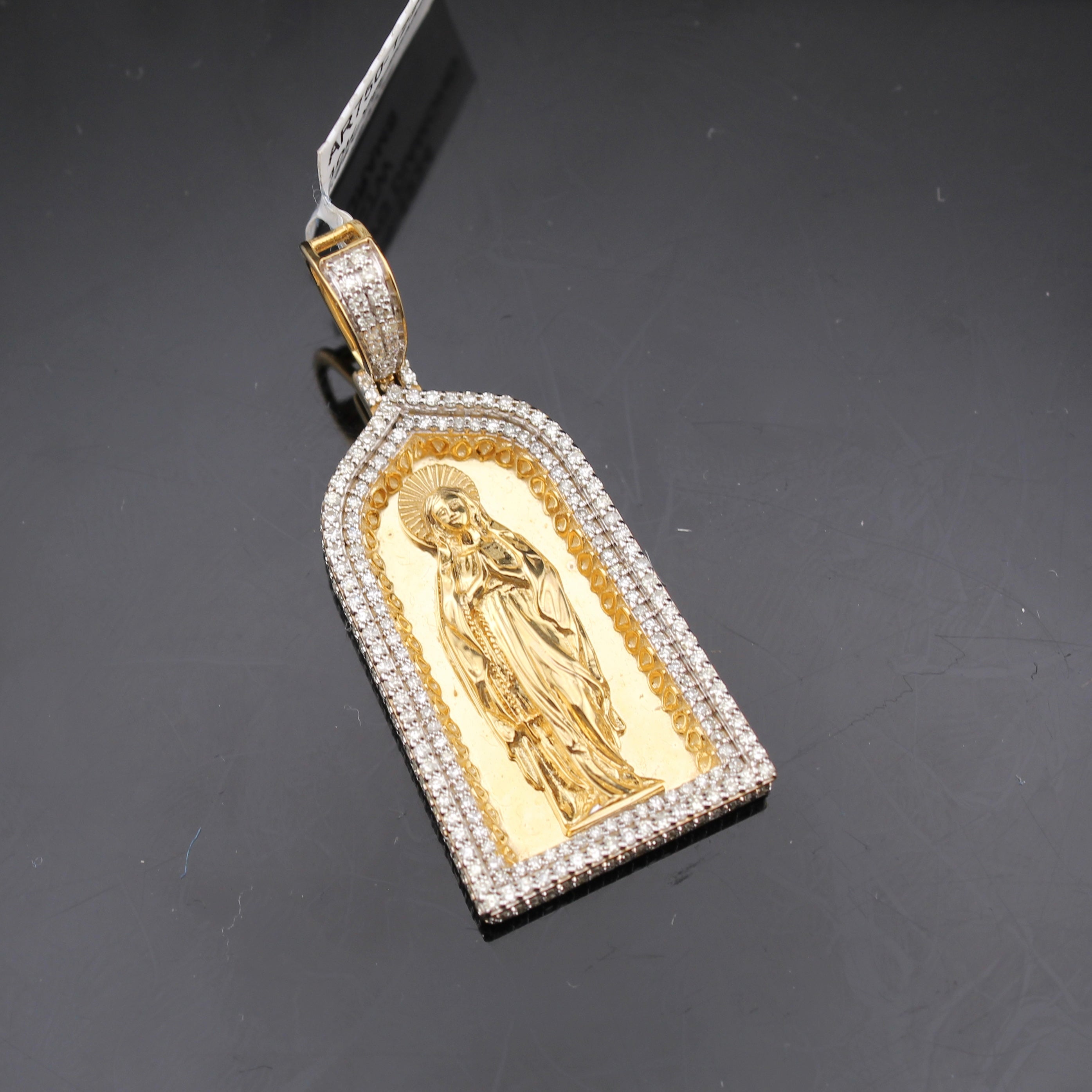 10K Diamond Virgin Mary Pendant