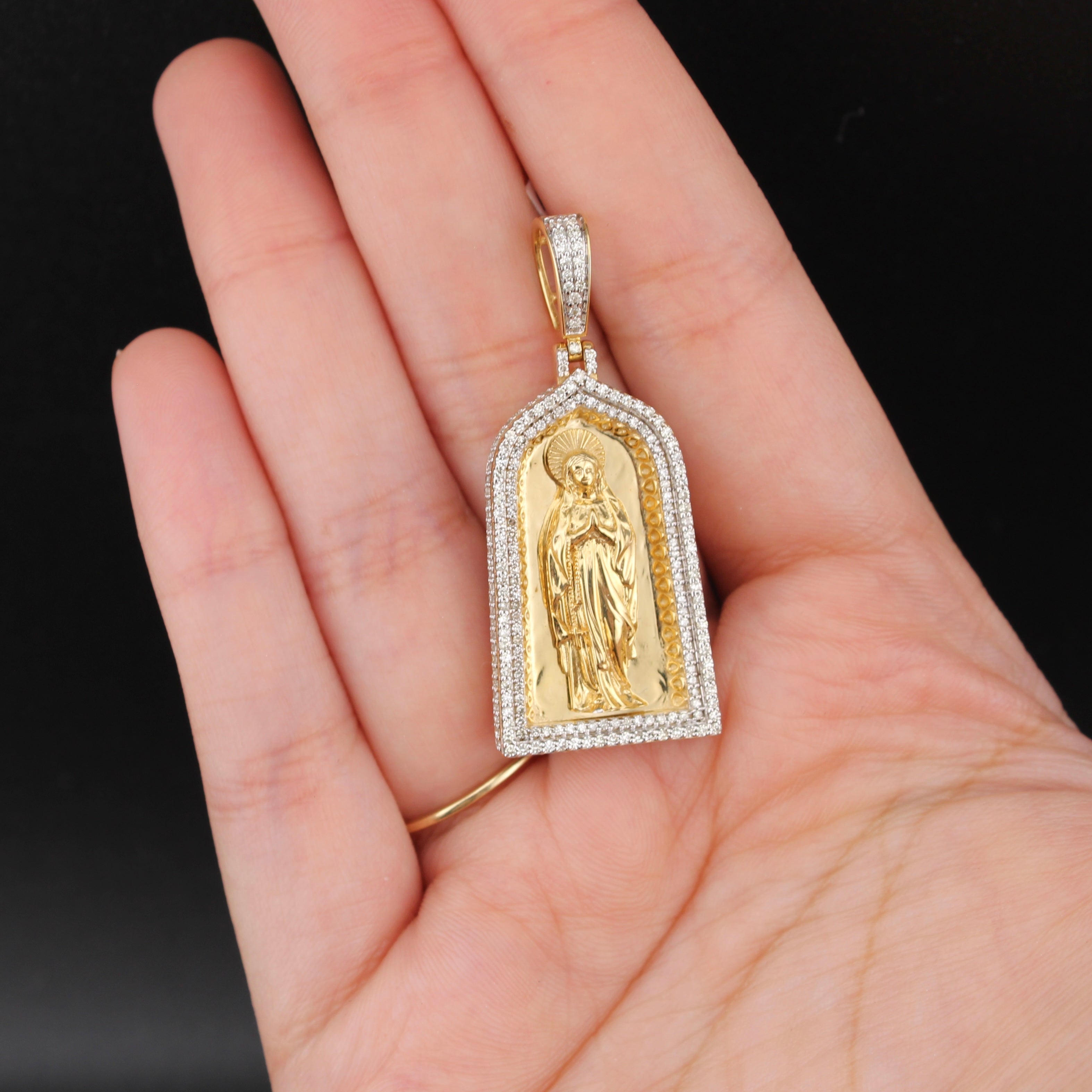 10K Diamond Virgin Mary Pendant