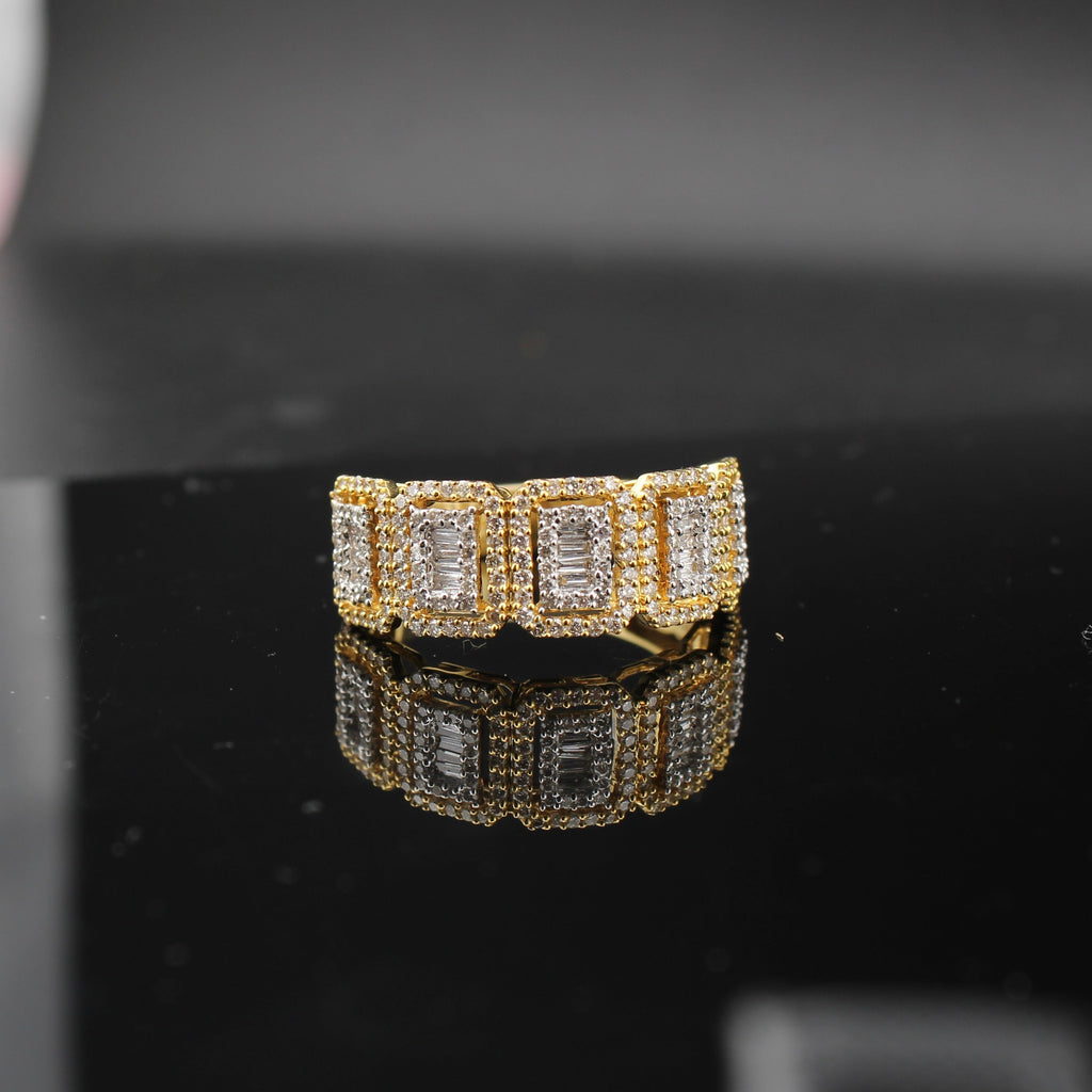 10K Diamond Mens Two Tone Baguette Ring