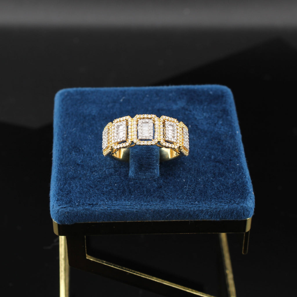 10K Diamond Mens Two Tone Baguette Ring