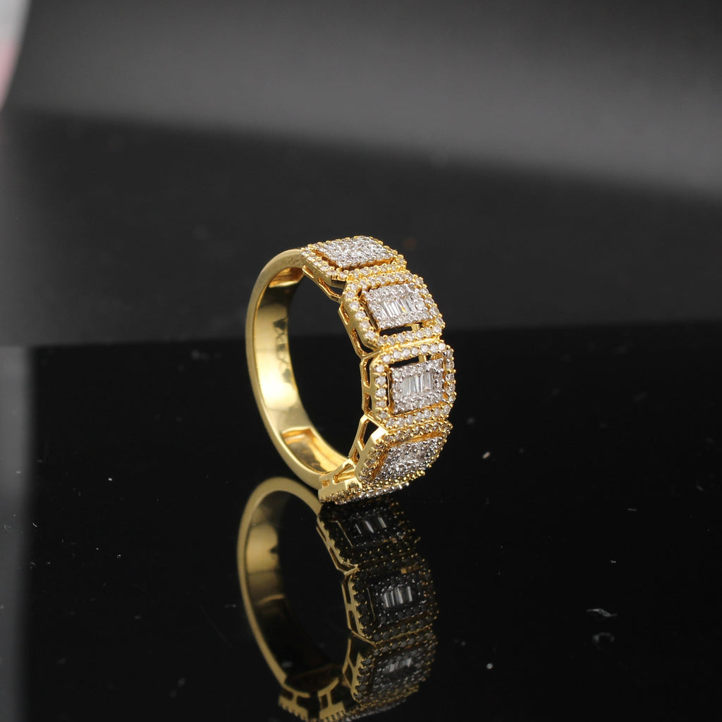 10K Diamond Mens Two Tone Baguette Ring