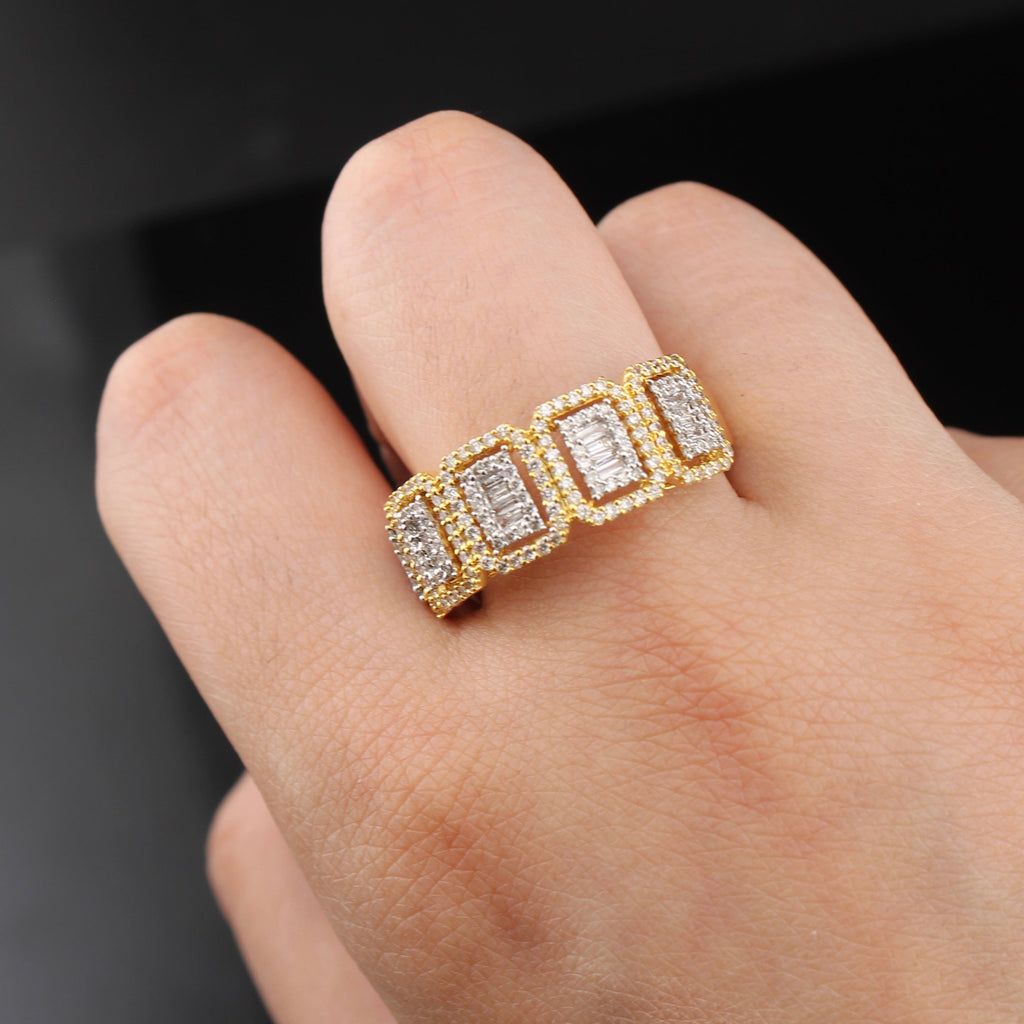 10K Diamond Mens Two Tone Baguette Ring