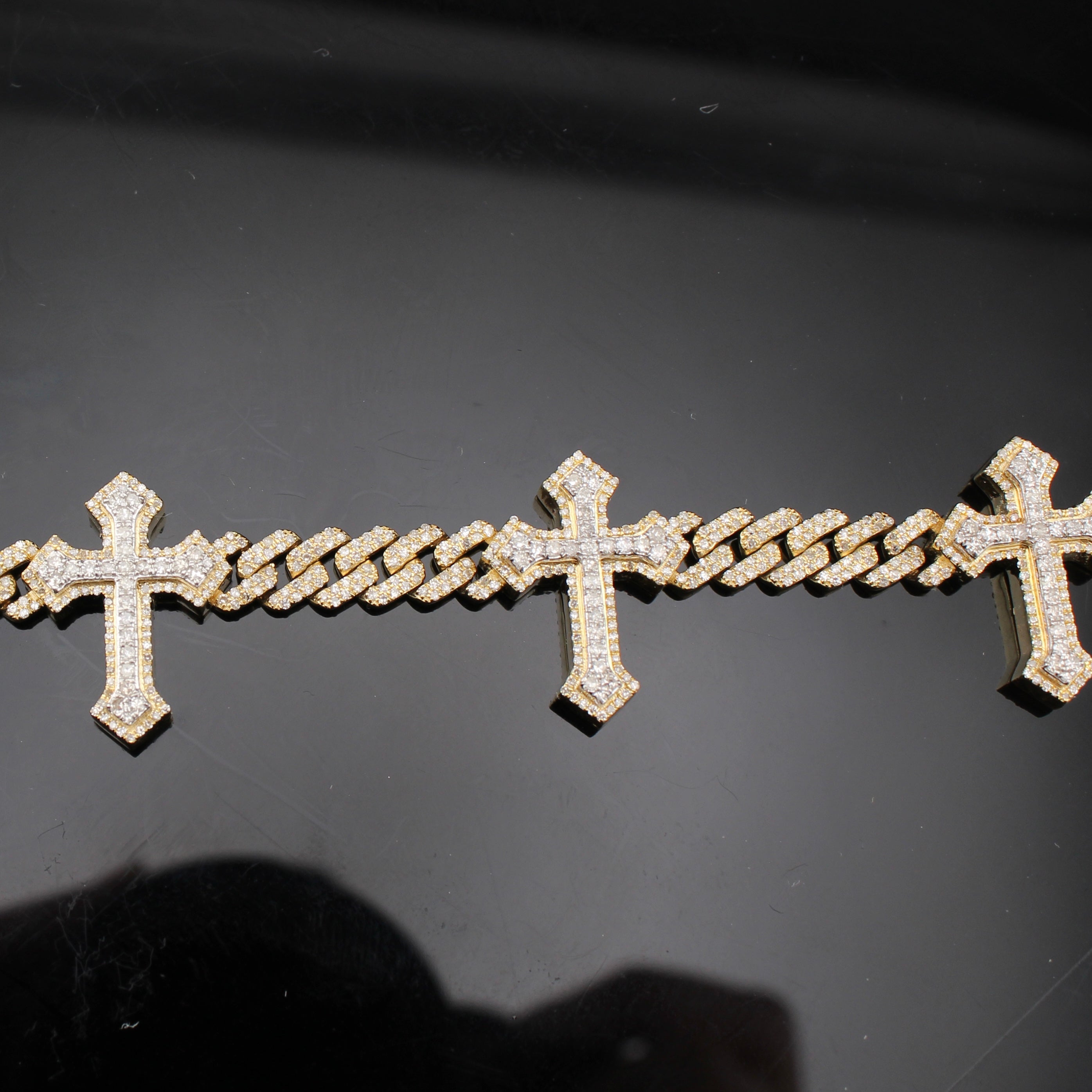 10K Diamond Cross Two Tone Bracelet