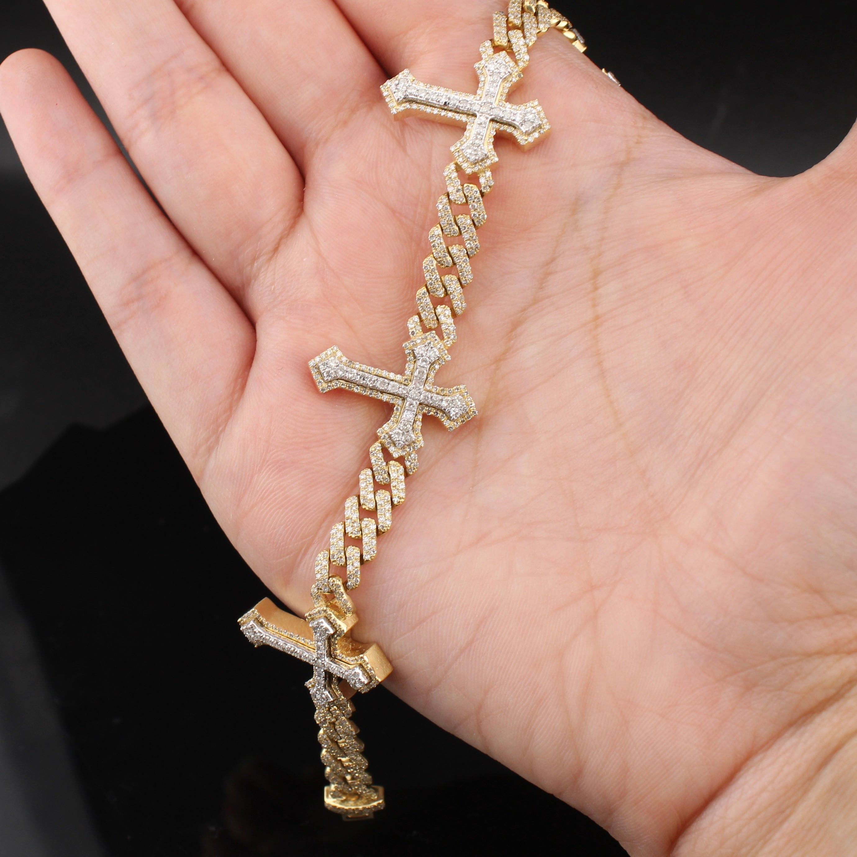 10K Diamond Cross Two Tone Bracelet
