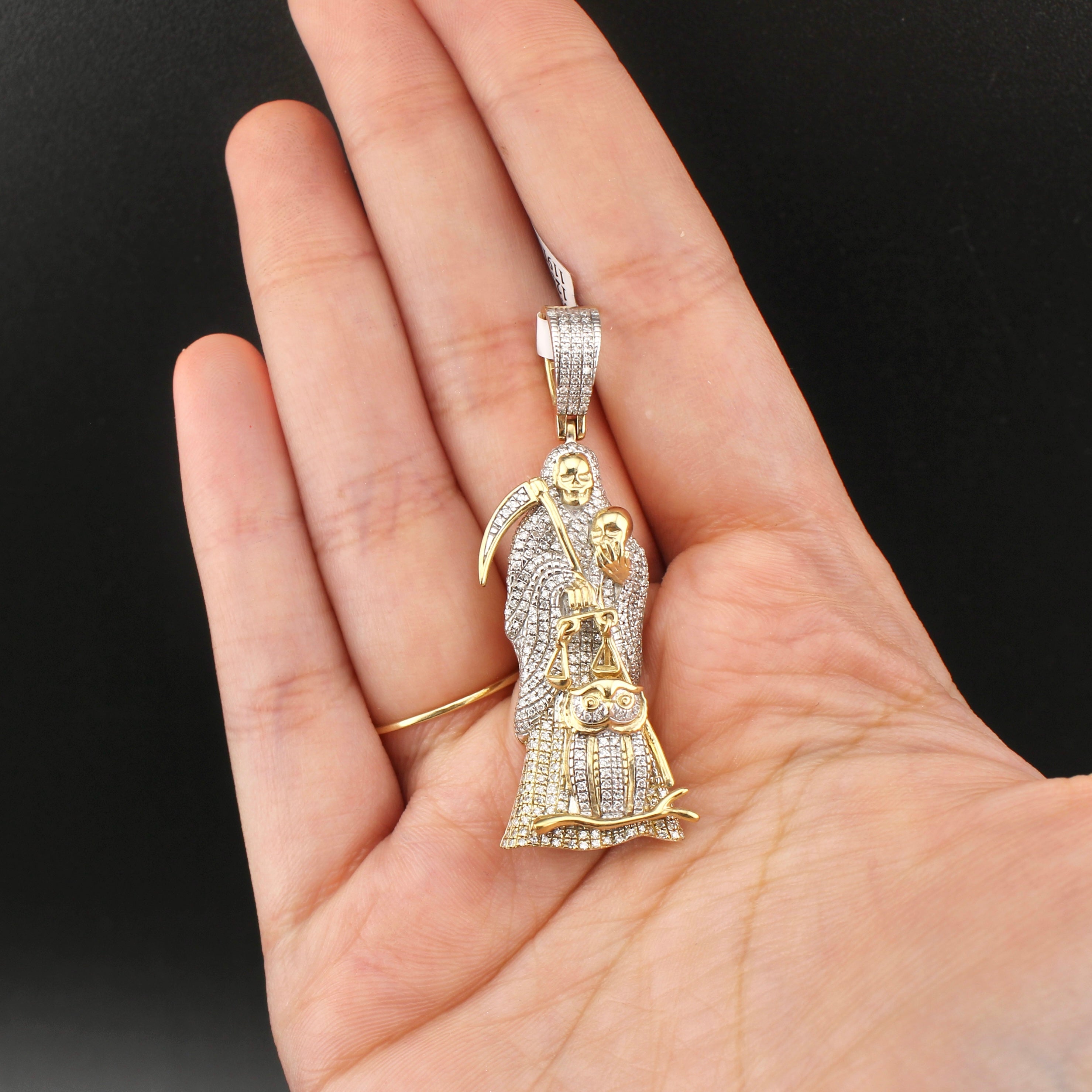 10K Diamond Santa Muerte Pendant