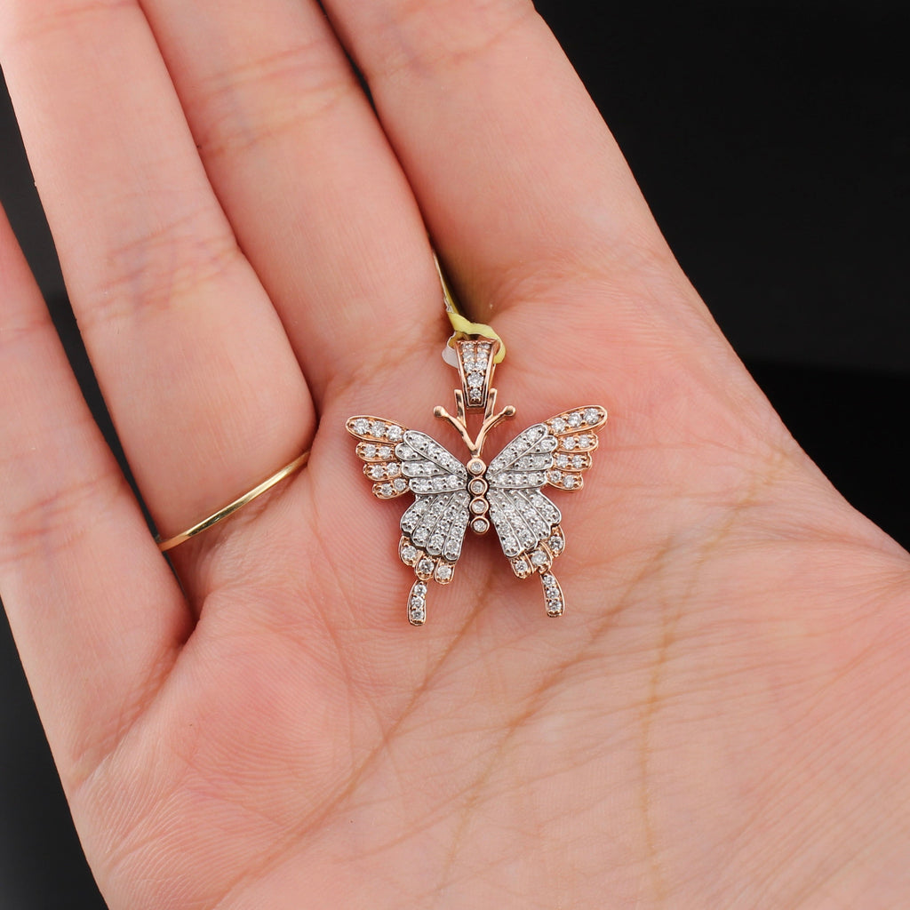 10K Diamond Rose Gold Butterfly Pendant
