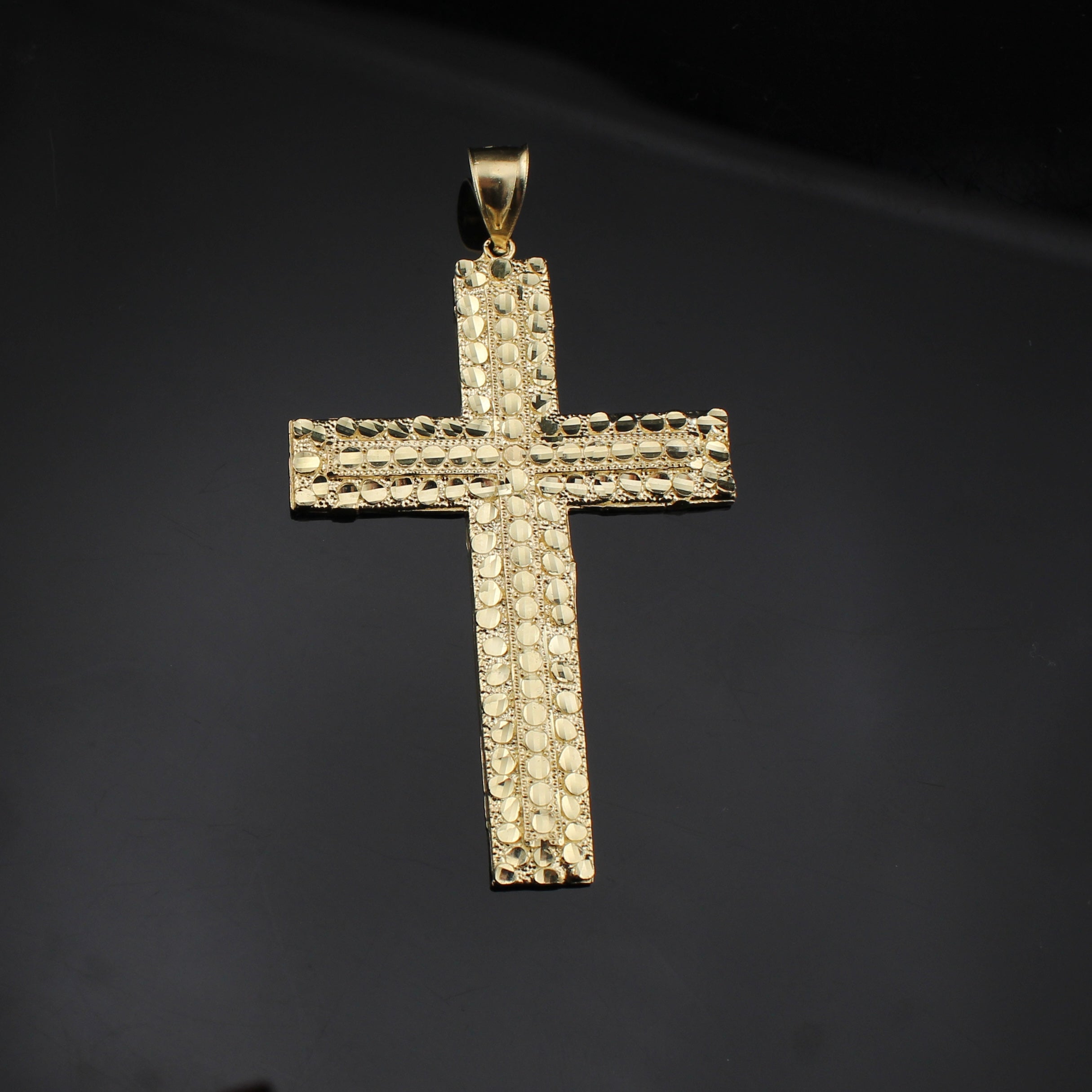 10K Real Gold Nugget Cross Pendant
