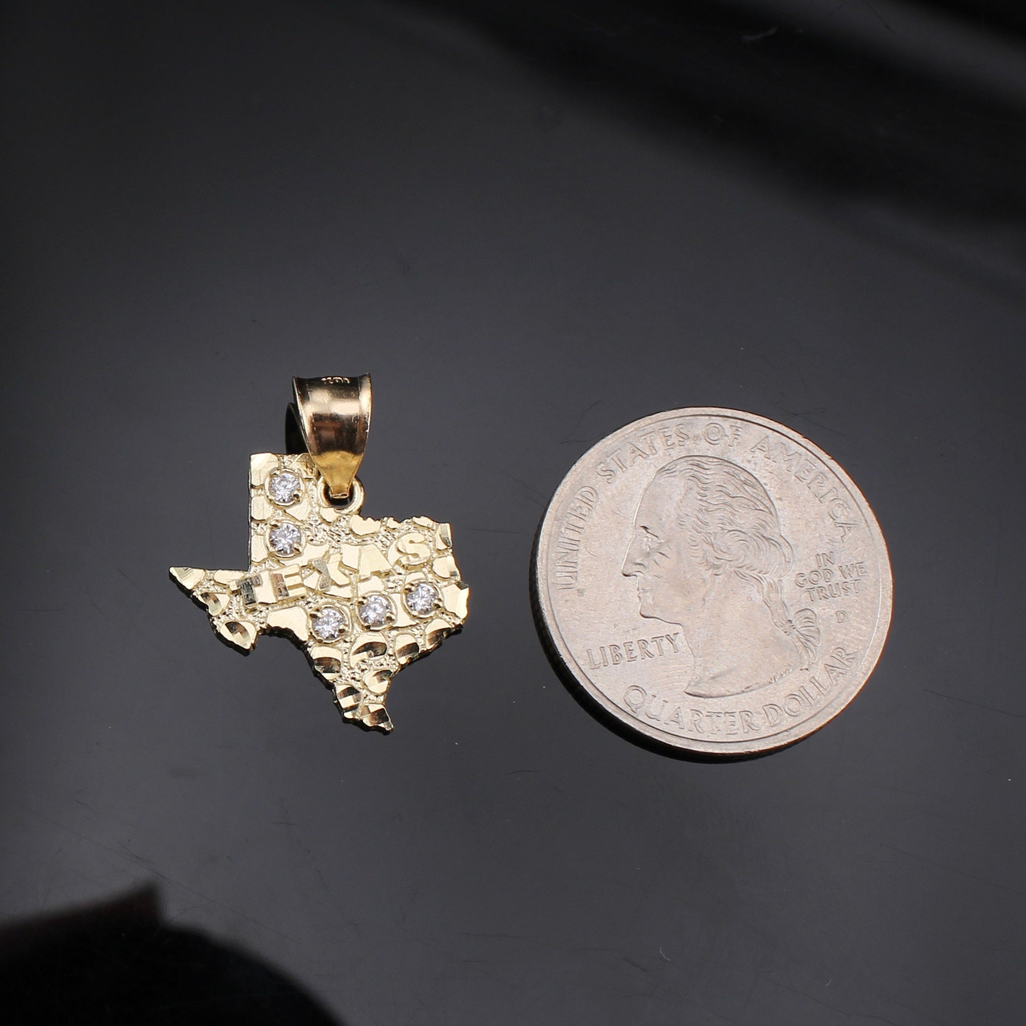 10K Real Gold Nugget Texas Necklace