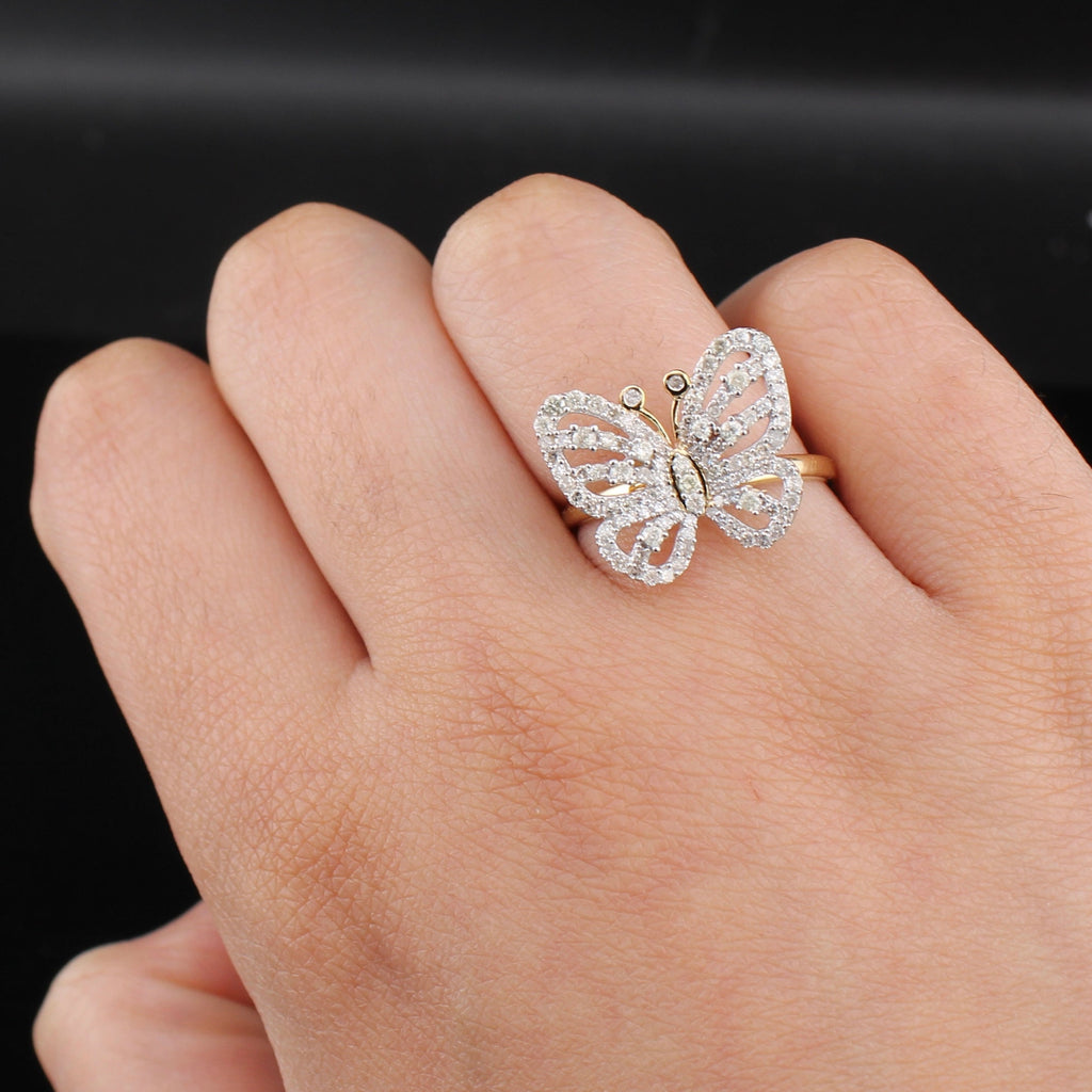 10K Diamond Butterfly Ring