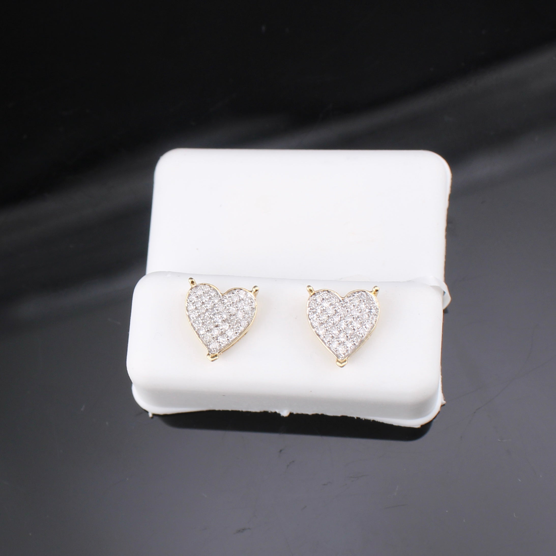 10K Diamond Heart Stud Earrings