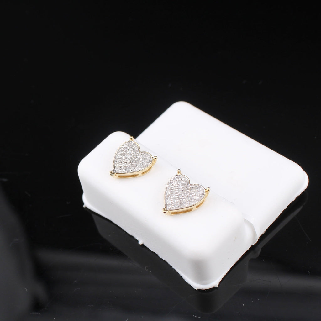 10K Diamond Heart Stud Earrings