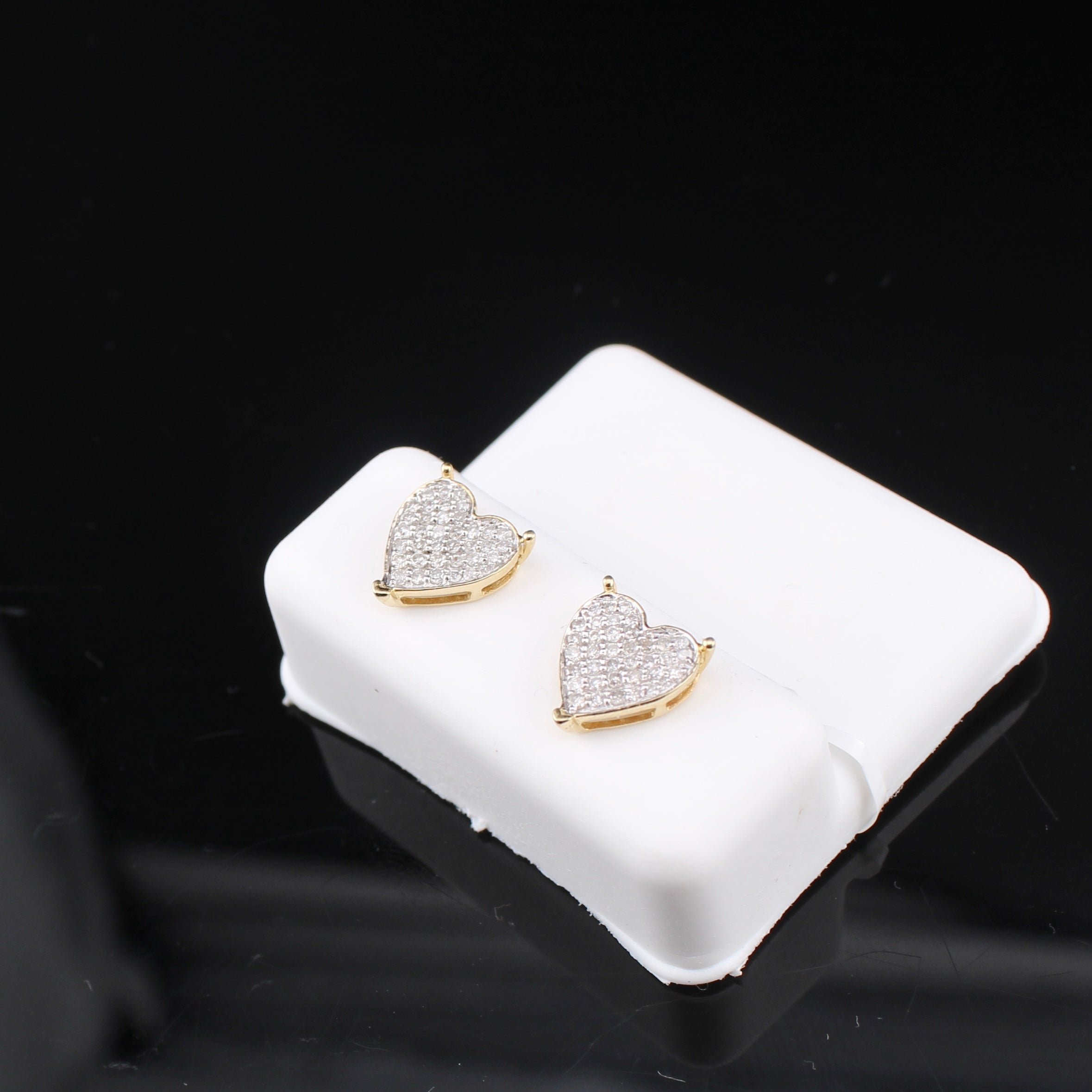 10K Diamond Heart Stud Earrings