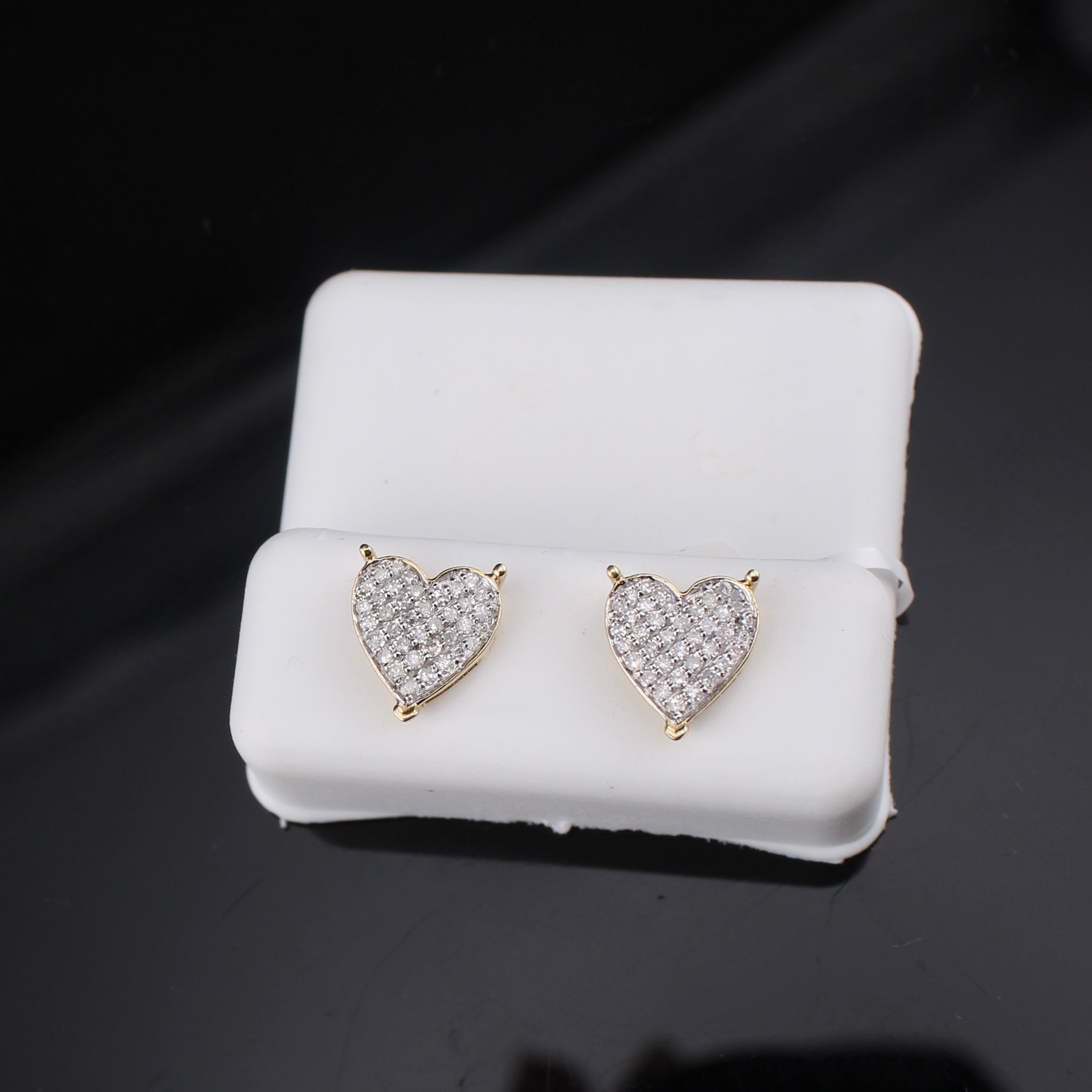 10K Diamond Heart Stud Earrings