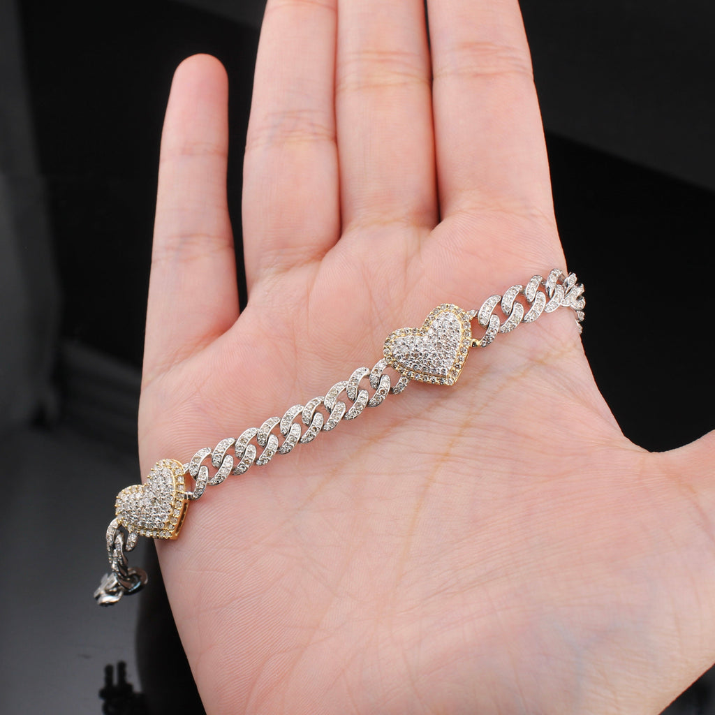 10K Diamond Heart Two Tone Bracelet