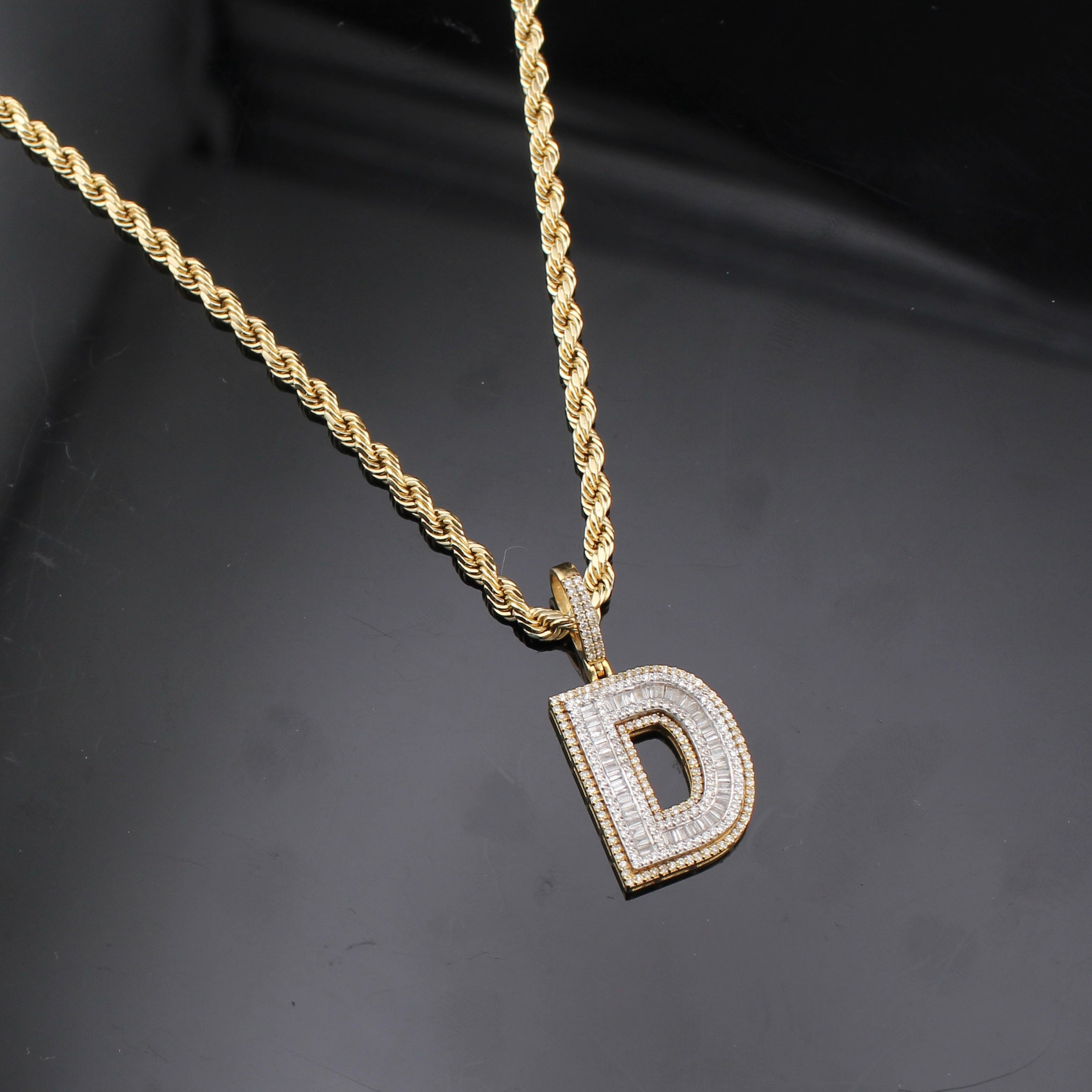 10K Diamond Initial D Pendant