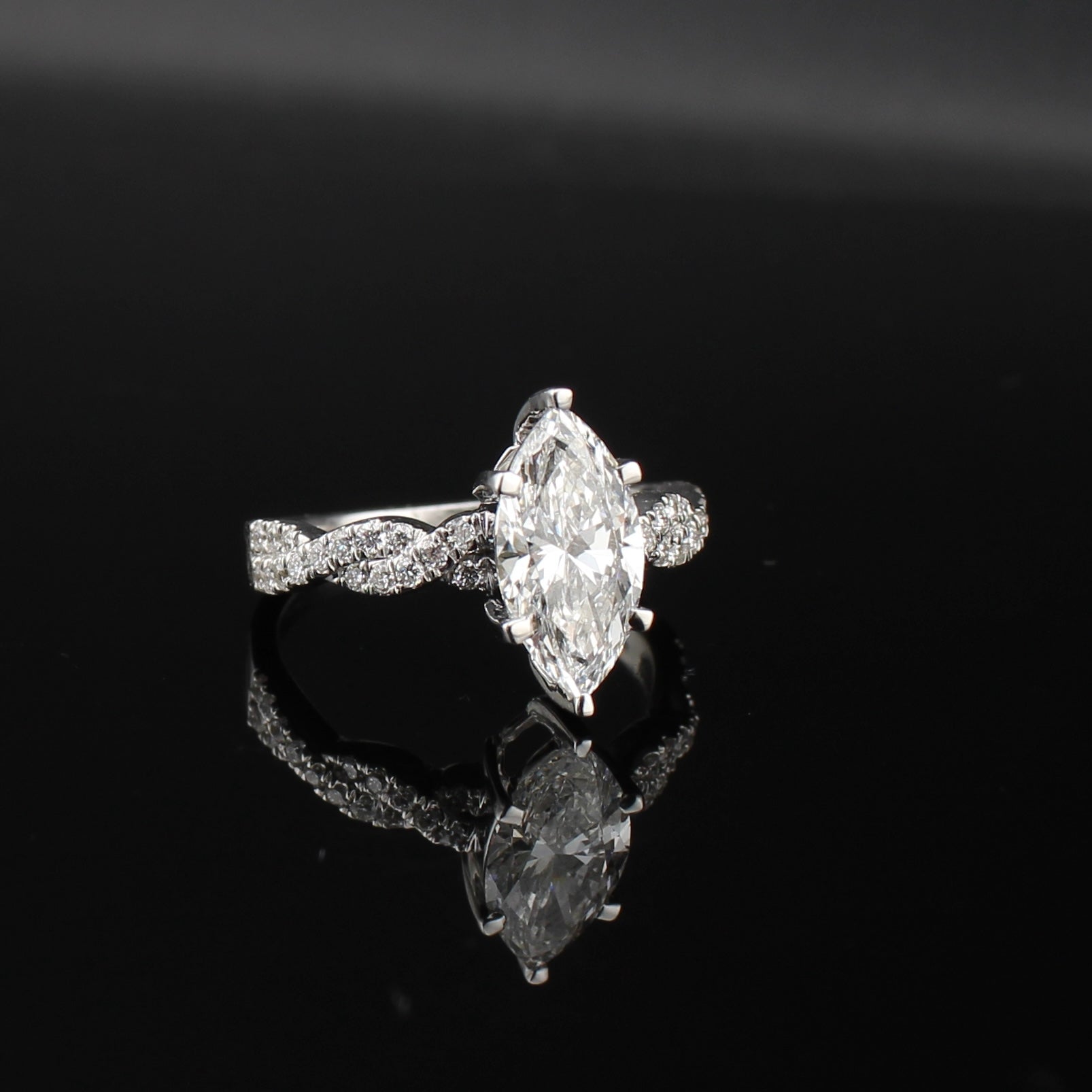 14K Marquis Lab Diamond Ring 2.4 ctw