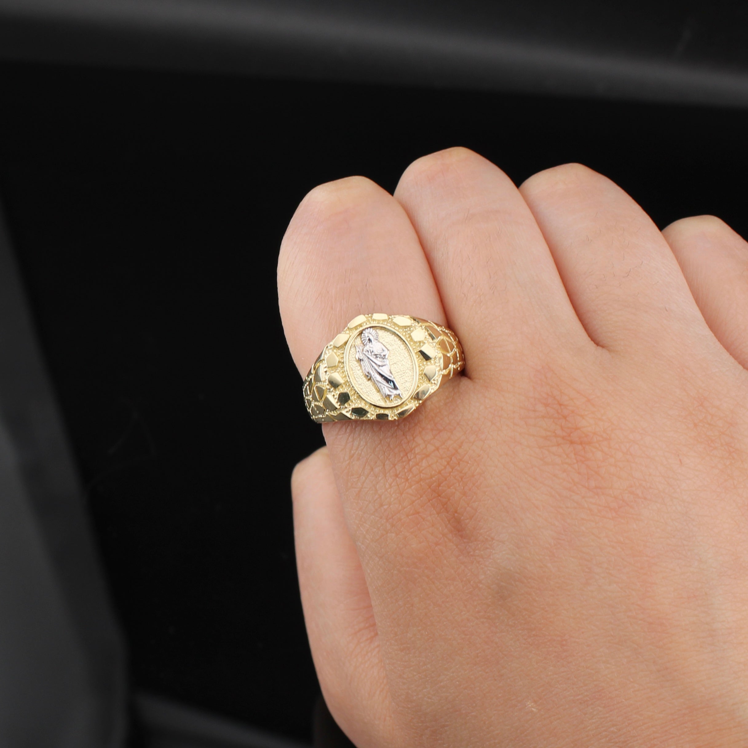 10K Gold St Jude Nugget Ring