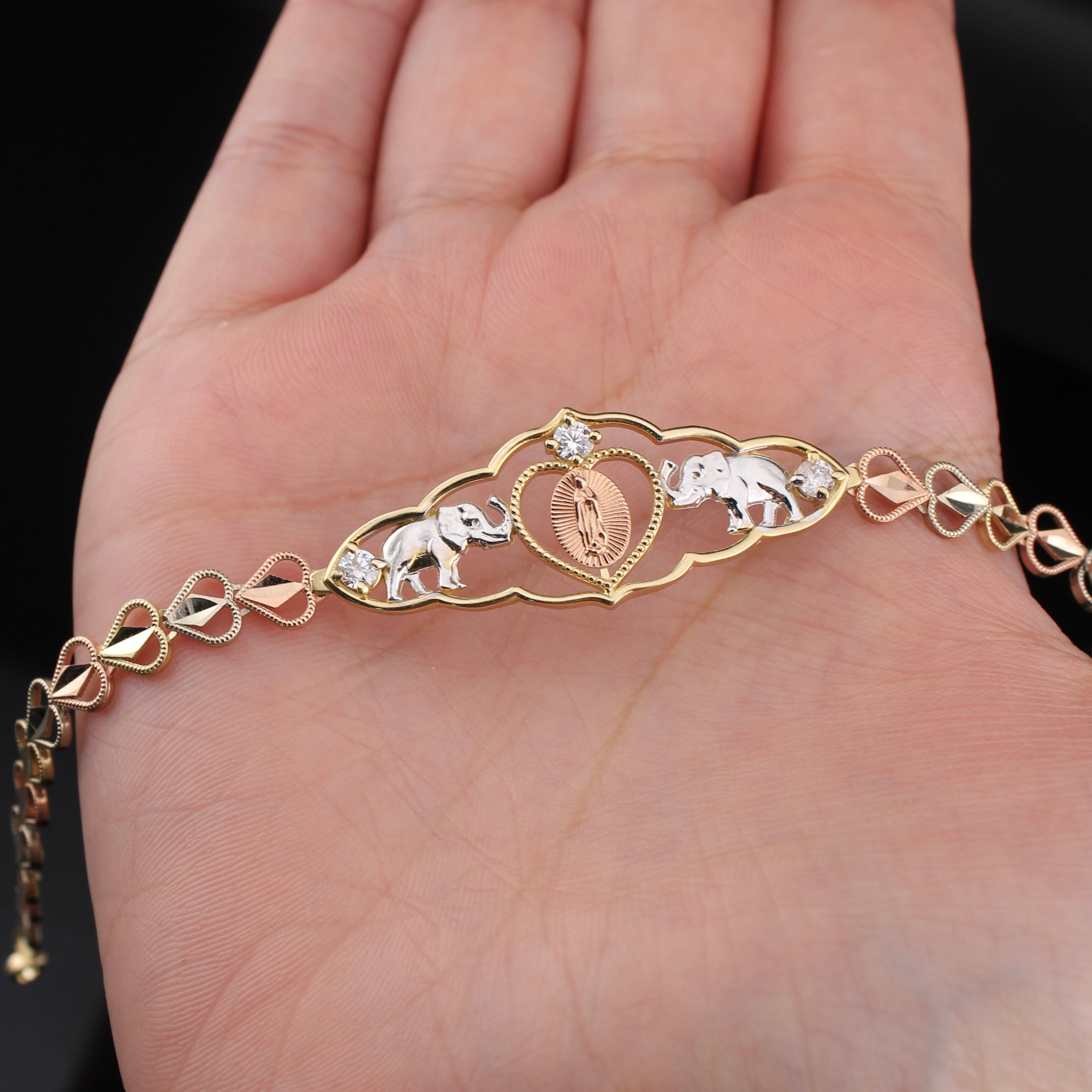 14K Virgin Mary Tri Color Bracelet